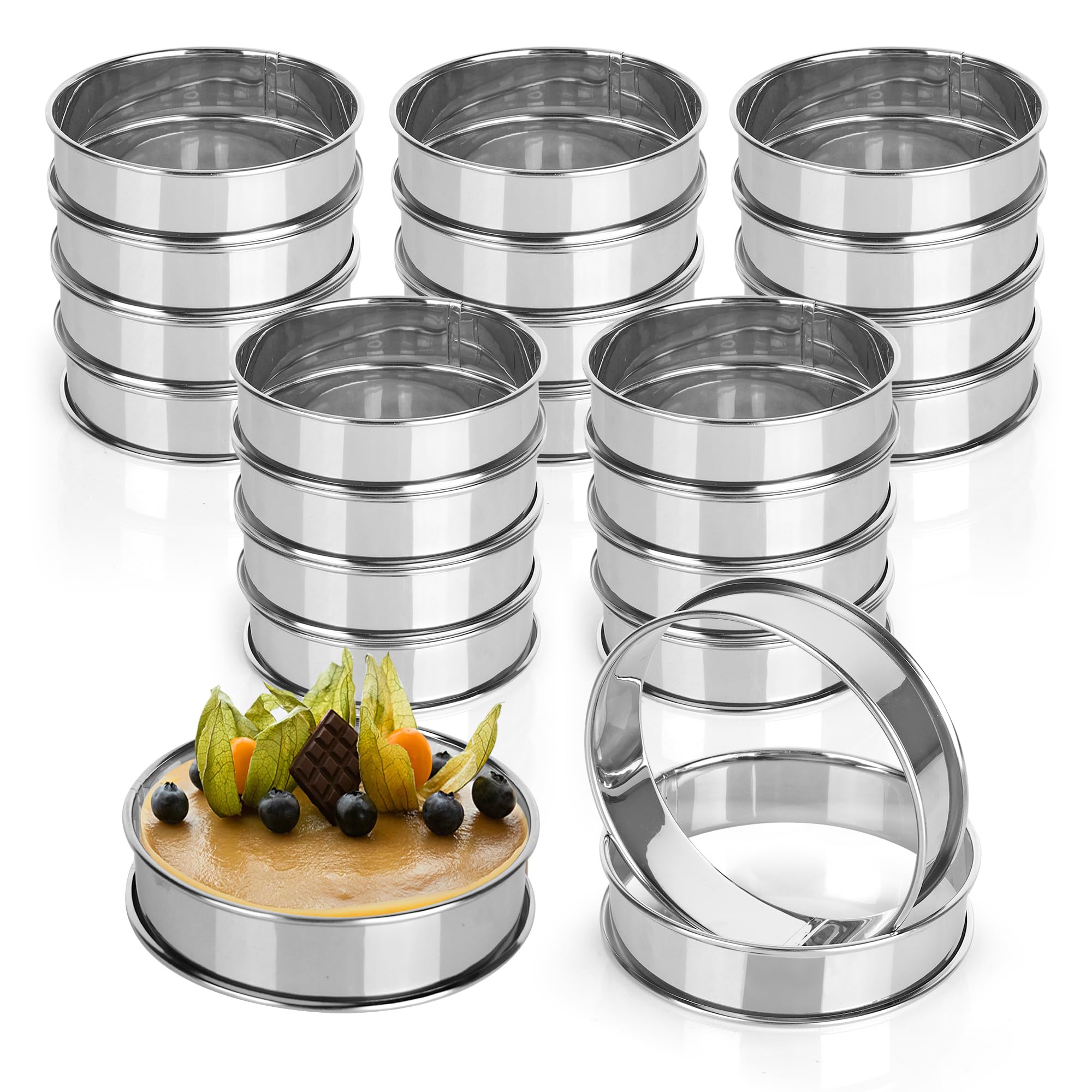 Anillos para tartas de acero inoxidable con acabado plateado duradero