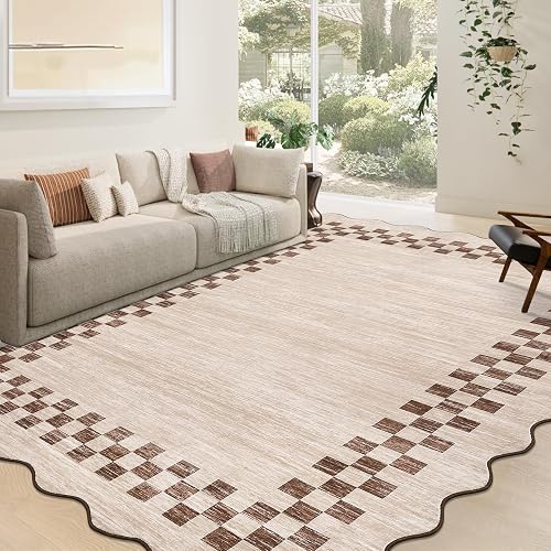 GarveeHome 10x13 Area Rug Non Slip Scalloped Living Room
