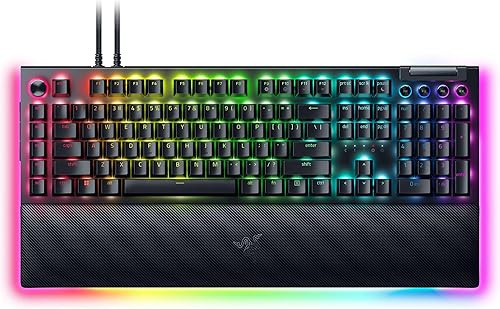 Razer BlackWidow V4 Pro Teclado mecánico con cable para juegos interruptores verdes táctiles y clicky - Teclas ABS Doubleshot - Dial de comando -