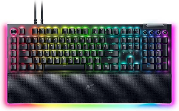 Teclado mecánico gamer Razer BlackWidow V4 Pro, interruptores verdes táctiles | Interruptores verdes táctiles y clic, keycaps ABS de doble inyección, dial de comandos, 8 teclas macro dedicadas, Chroma RGB