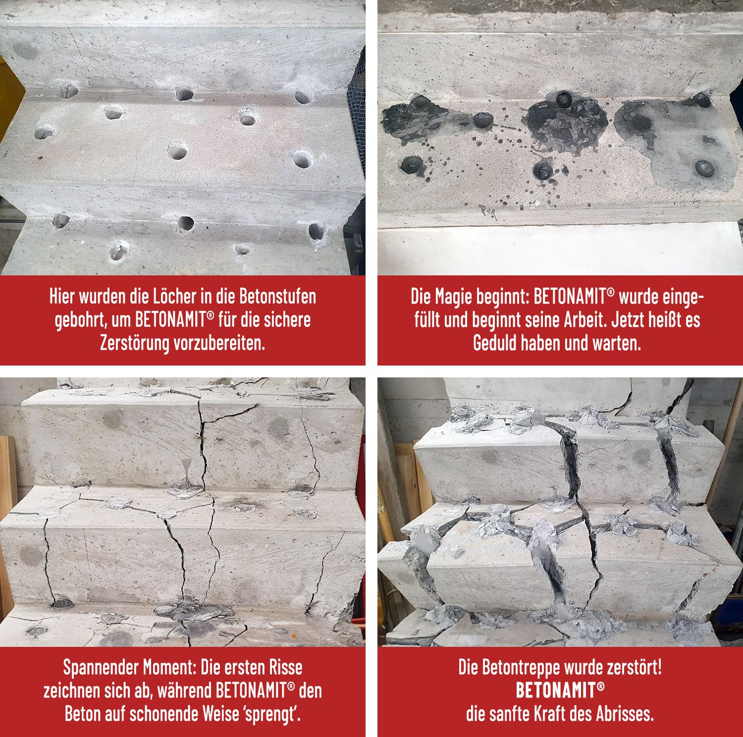 BETONAMIT® Original 5 kg explosionsfreies Sprengmittel | Erschütterungsfreie Zerkleinerung von Fels, Stein und Beton, Kein Sprengschein erforderlich, Auch für Heimwerker