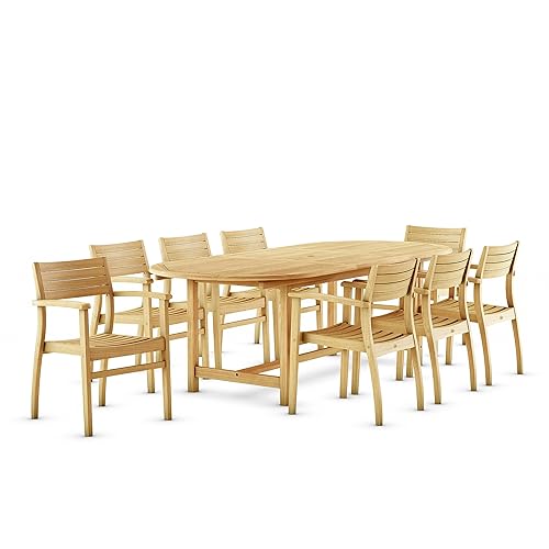 Coventry 9-Piece Oval Patio Dining Set Certified Teak | Ideal