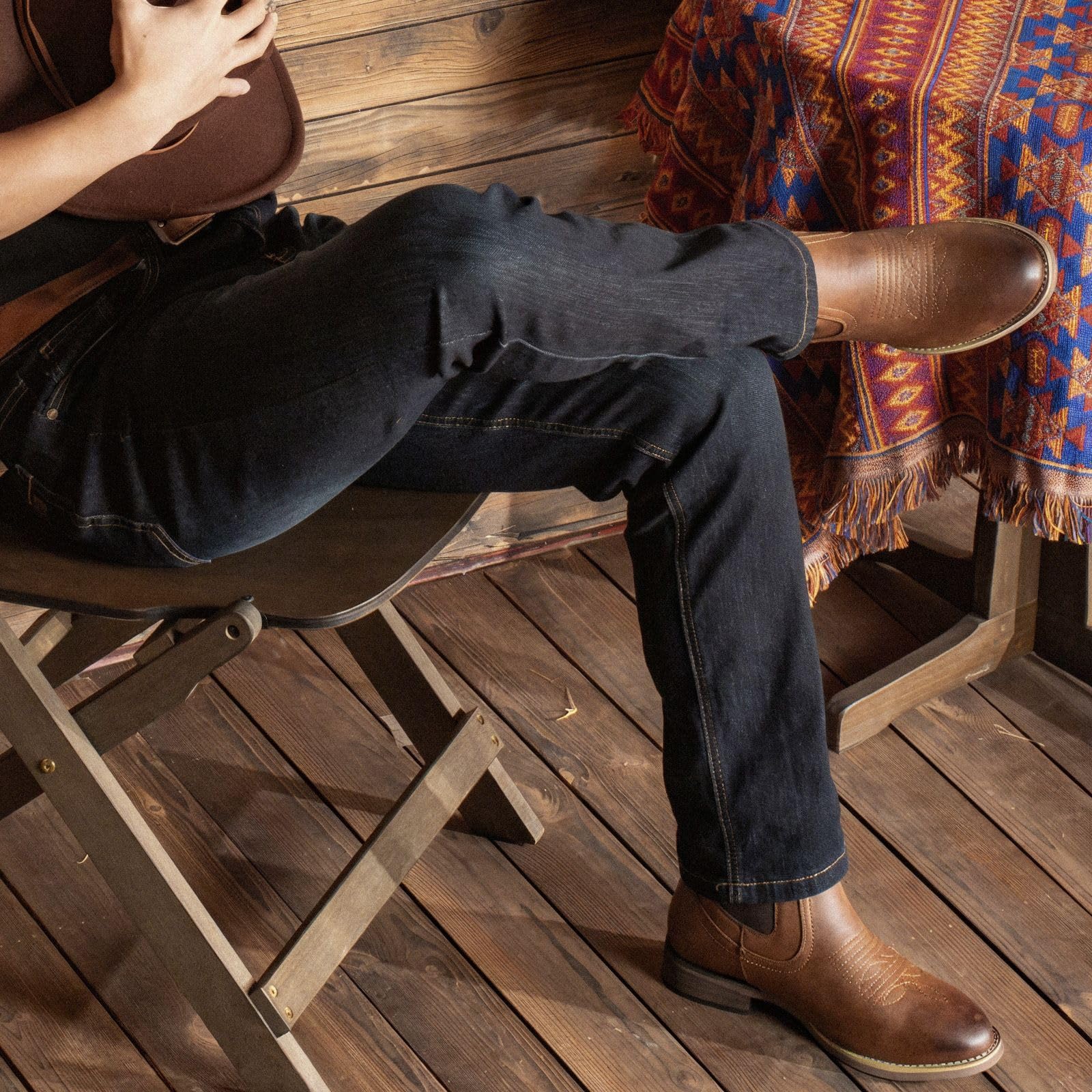 J's.o.l.e Stivali Chelsea da uomo alla caviglia stivali da cowboy per uomo Western punta rotonda slip on casual stivali da lavoro marrone