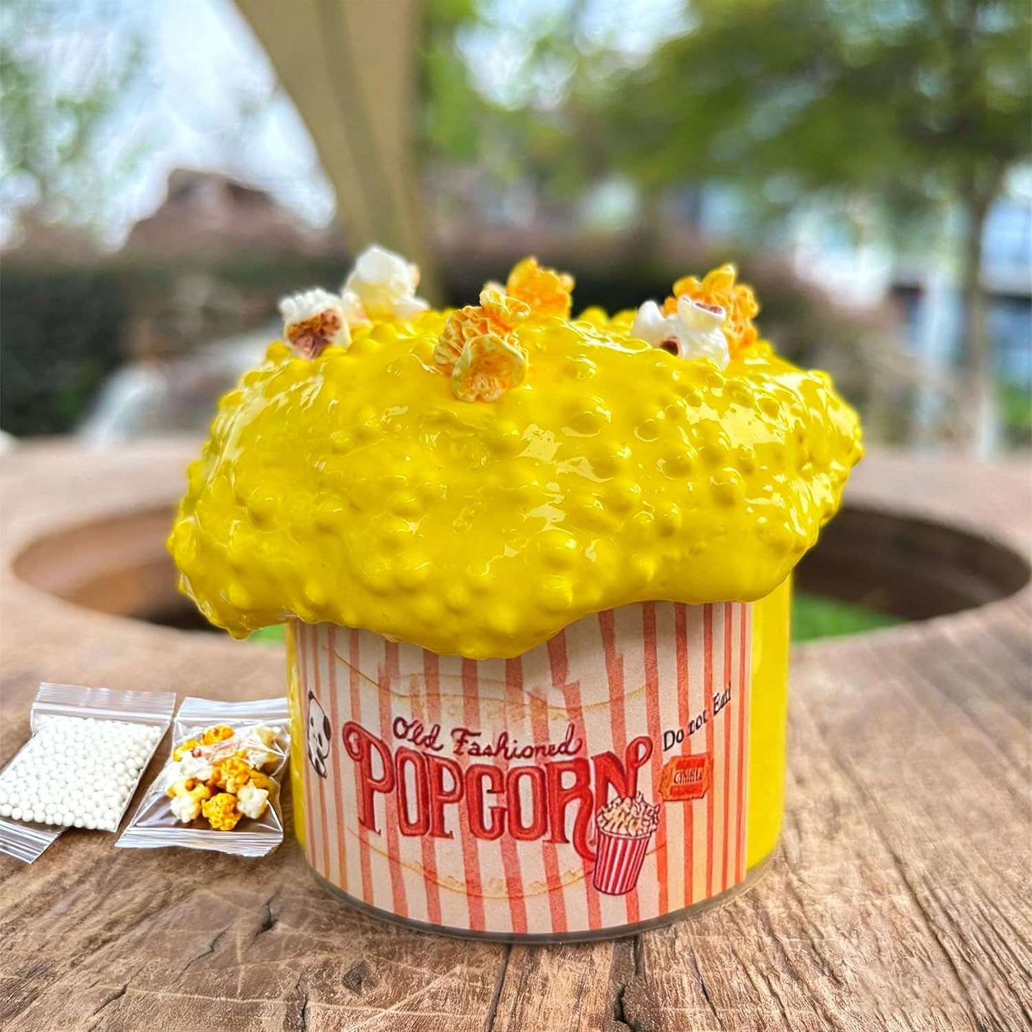 Yellow Popcorn Foam Slime, Stretchy, Non-Sticky Slime Kit for Kids, Thick and Glossy Textured Slime Birthday Gift & Cute Toy Party Favors for Girls & Boys