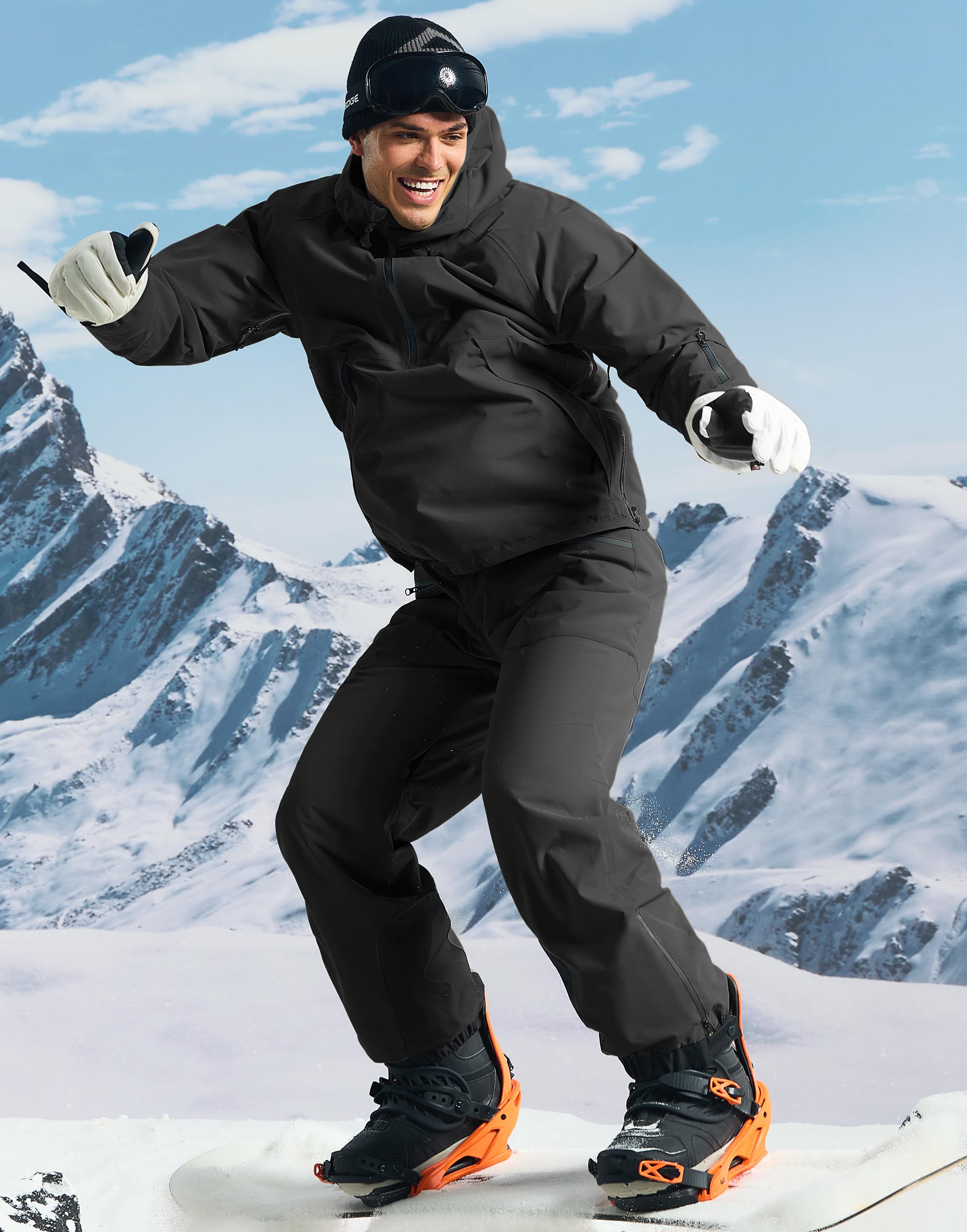 Pioneer Camp Skihose Herren Baggy Wasserdicht 15000mm - Ski Hose mit Verstellbaren Trägern & Belüftung - Snowboard Hose Herren für Tiefschnee - Atmungsaktiv 7000g/㎡, Winddicht, Robust