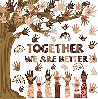 Pasimy Student Diversity Bulletin Board Sets Boho Classroom Decor Rainbow Equality Tree Handprint Cutouts Inclusion Multicultural Bulletin Board for Back to School Wall Door Decorations(Retro)