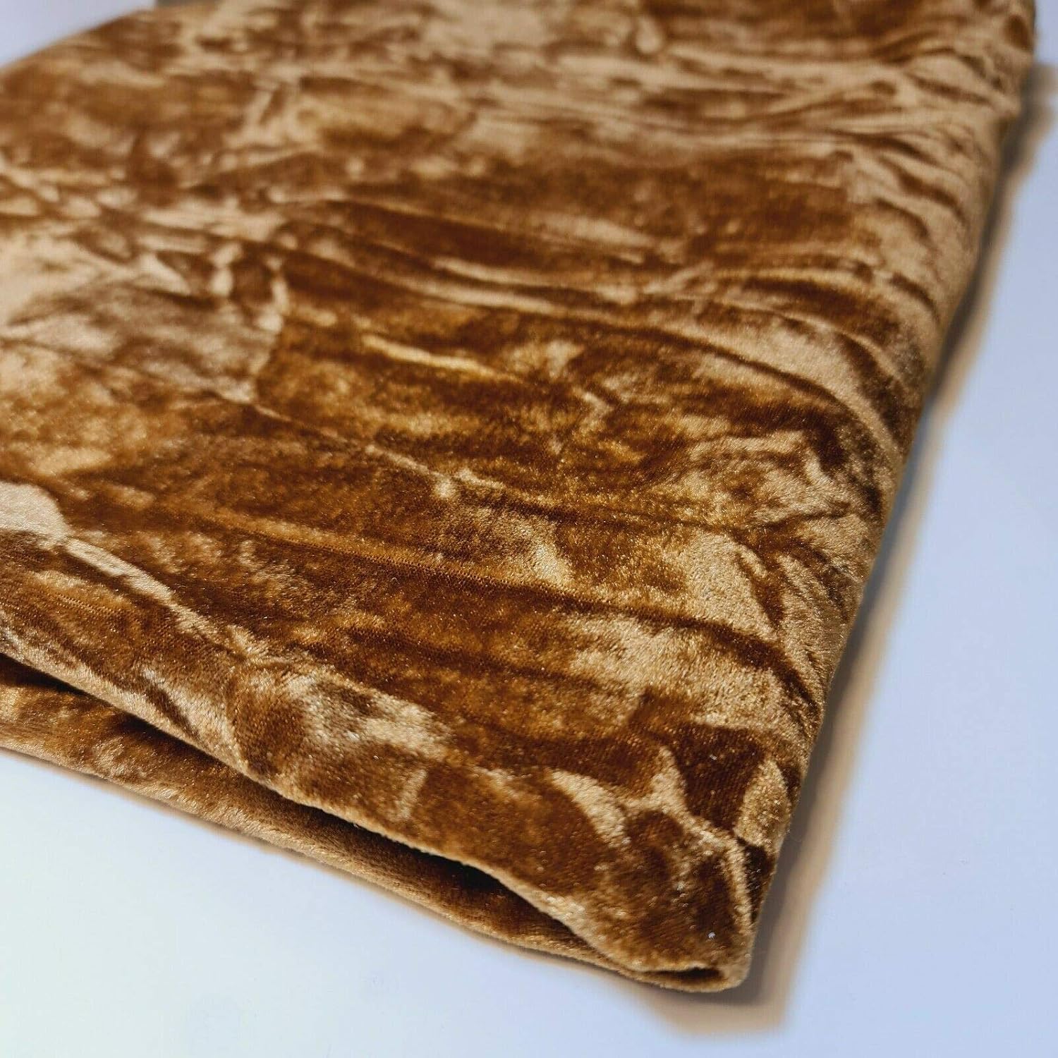 Textile Station Premium Quality Marble Crushed Velvet Medium Weight Stretch Fabric Material 58" Wide Available in 26 Colours (Gold)