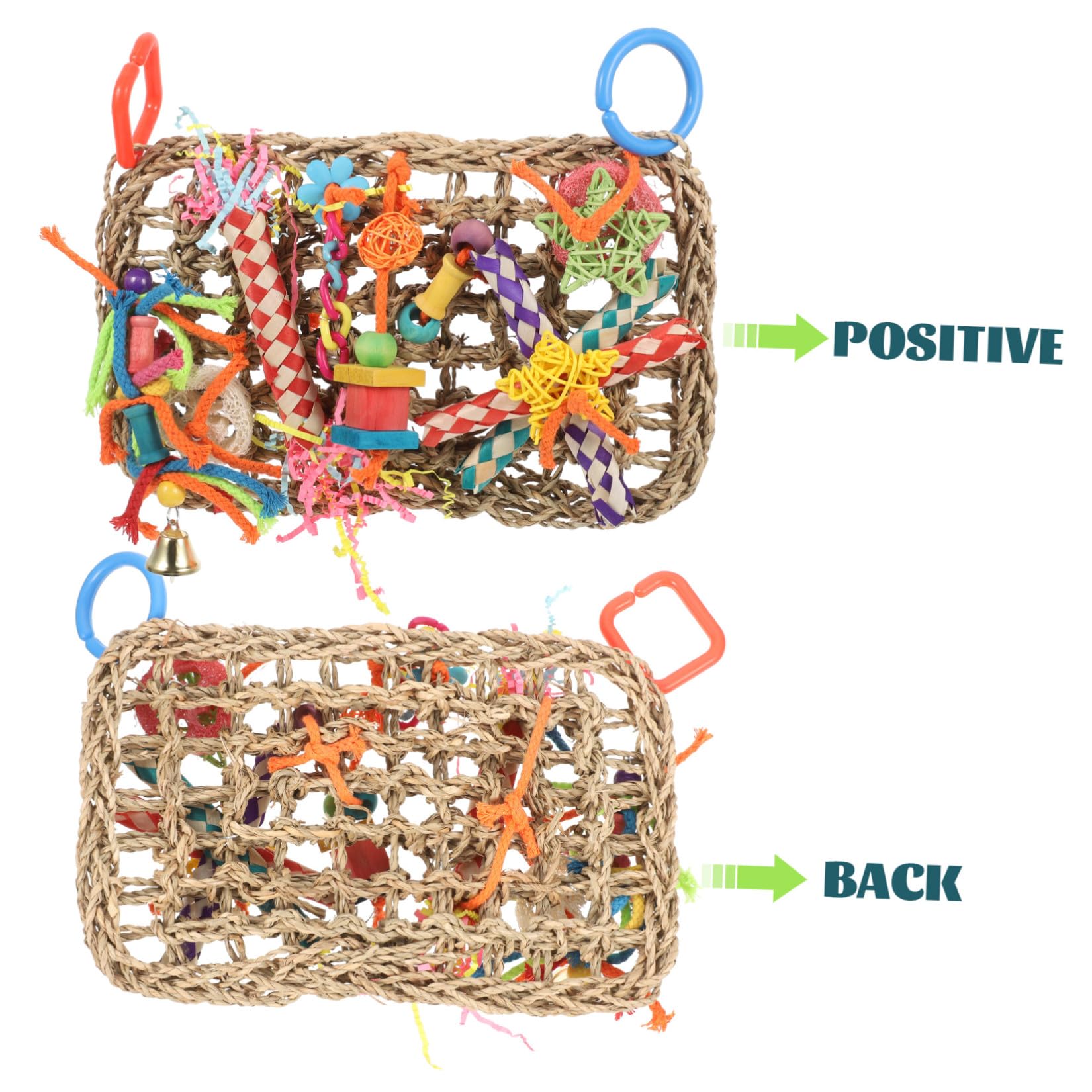 BESPORTBLE 2pièces Multi-Fonctionnel Jouet à Mâcher pour Oiseaux Tapis De Vannerie pour Perruches Et Petits Perroquets Accessoire De Cage Suspendu
