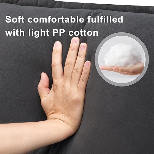 Miniatura 6 de HZSSDTKJ Modern U-Shaped Modular Sectional Sofa with Waist Pillows, Sleeper Sofa Couch with Chaise Lounge, 6-Seat Chenille Upholstered Symmetrical