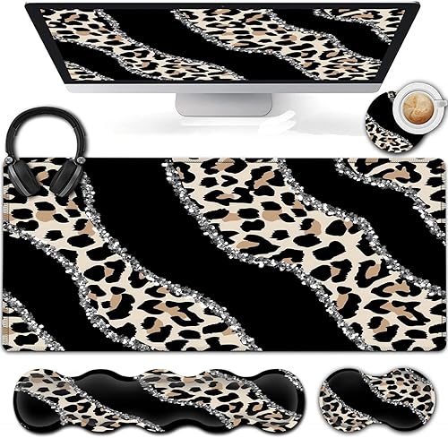 Miniatura 8 de Alfombrilla grande para mouse, extendida para juegos de 31.5 x 11.8 pulgadas, soporte ergonómico de espuma viscoelástica para teclado de