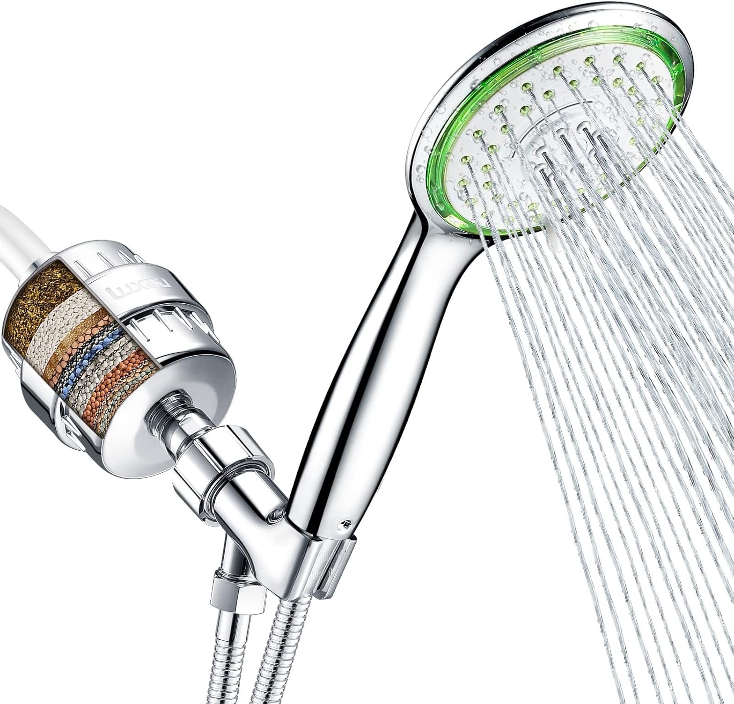 Filtered Shower Head Combo, Includes 79" Hose, 20 Stage Shower Filter Head, High Pressure Handheld Spray Showerhead, Shower Arm Mount Holder, for Hard Well Water Chlorine, Chrome (S10)