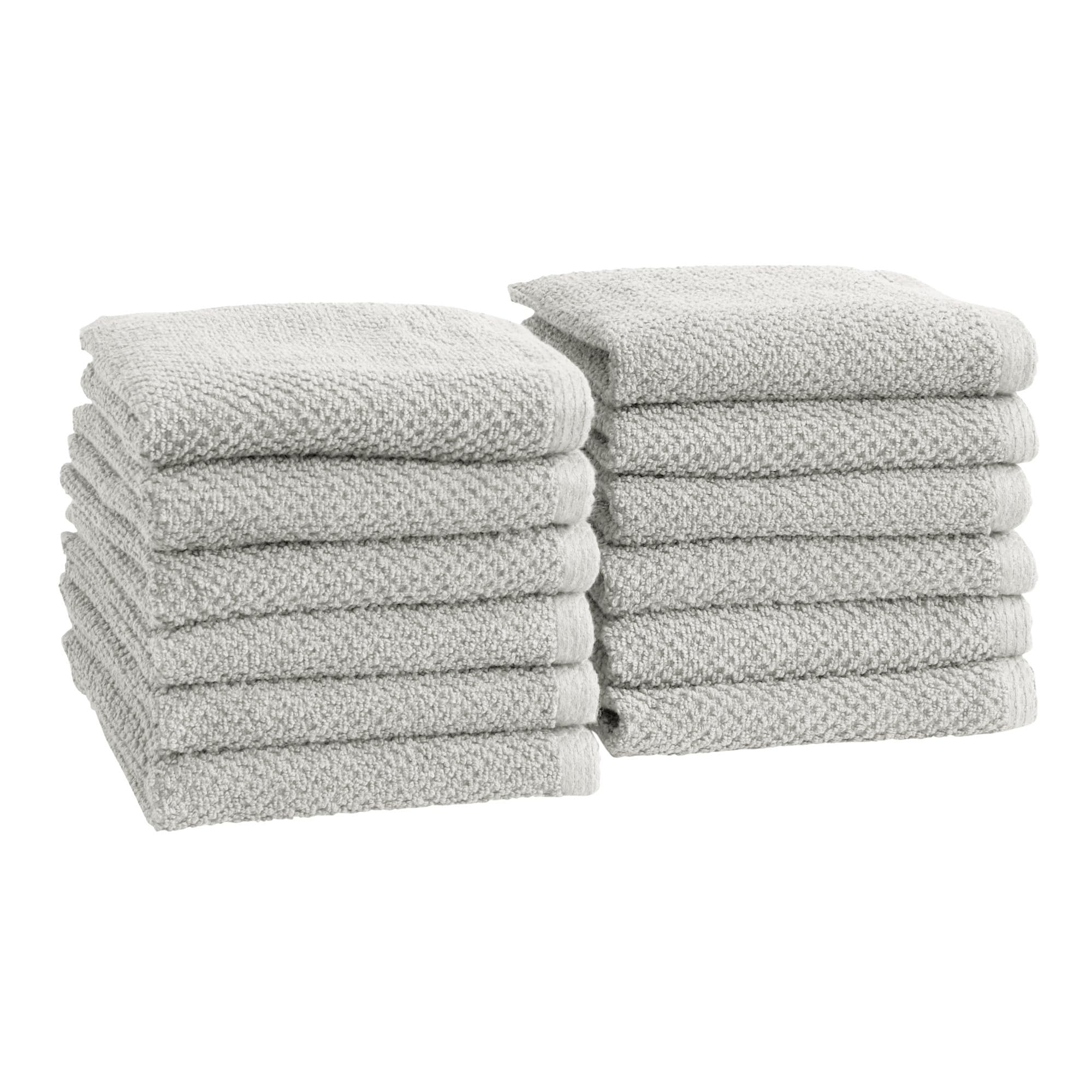 Great Bay Home 100% Cotton 12-Pack 13x13 Wash Cloth - Absorbent, Quick-Drying, Durable Face Towels for Bathroom Decor - Low-Twist, Two-Ply Fibers (
