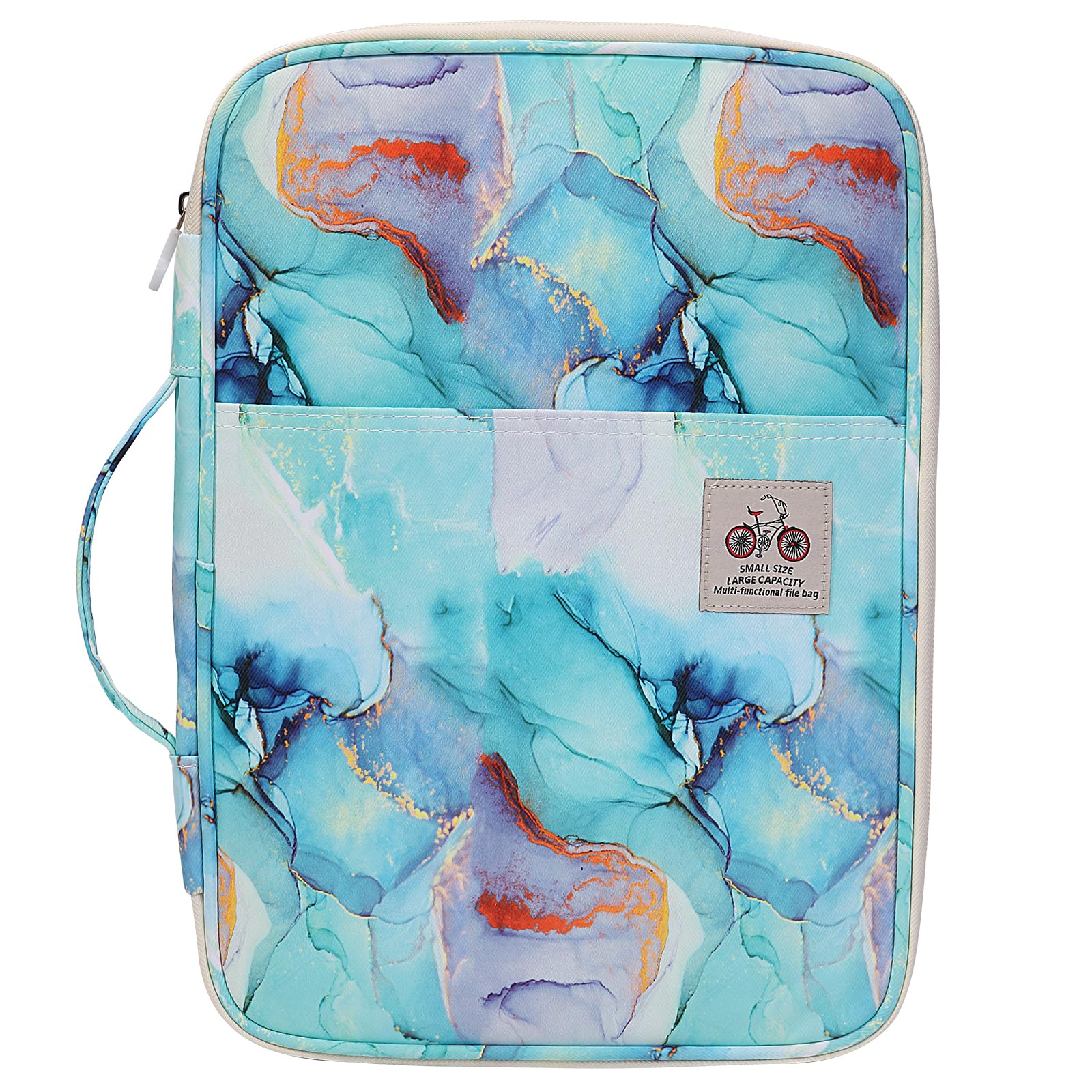 JAKAGO Carpeta impermeable A4, soporte para documentos de negocios, organizador de viaje, funda multifuncional con cremallera para vacaciones, viajes, trabajo, uso diario (verde mármol)
