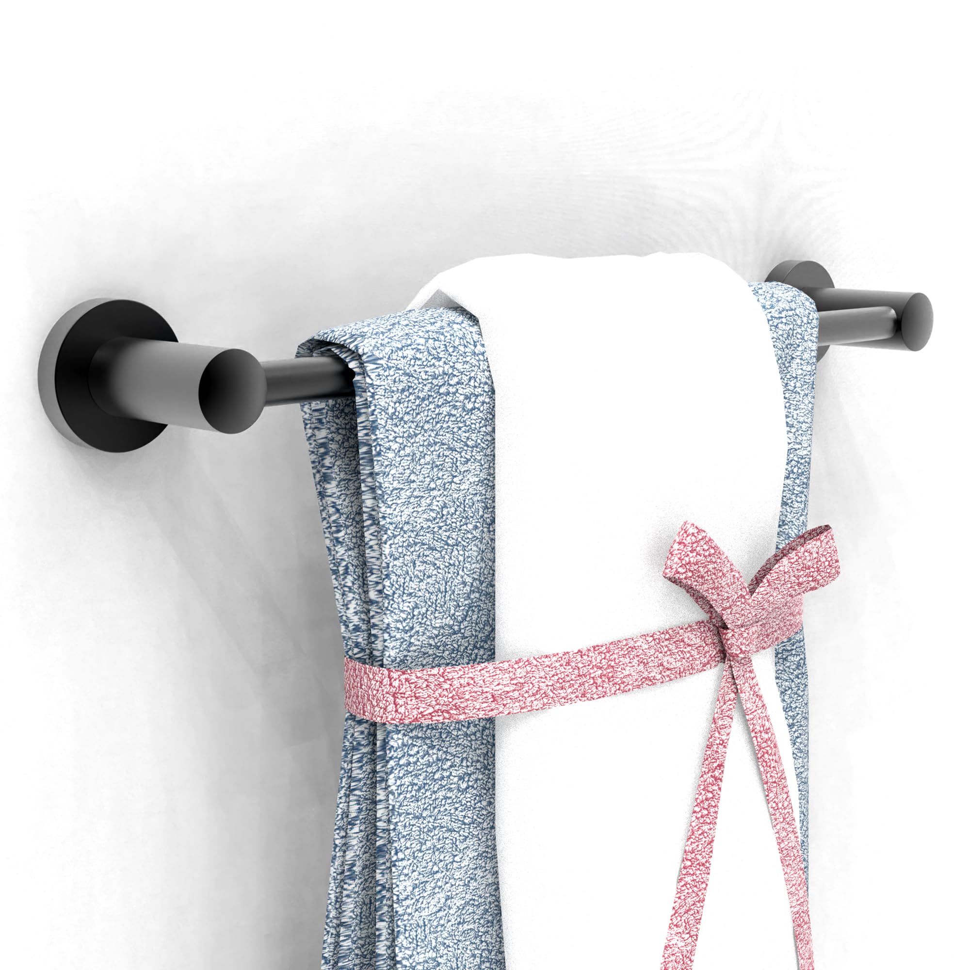 16 inch Towel Bar for Bathroom or Kitchen, Rust-Proof Stainless Steel Construction (Matte Black, 2-Pack)