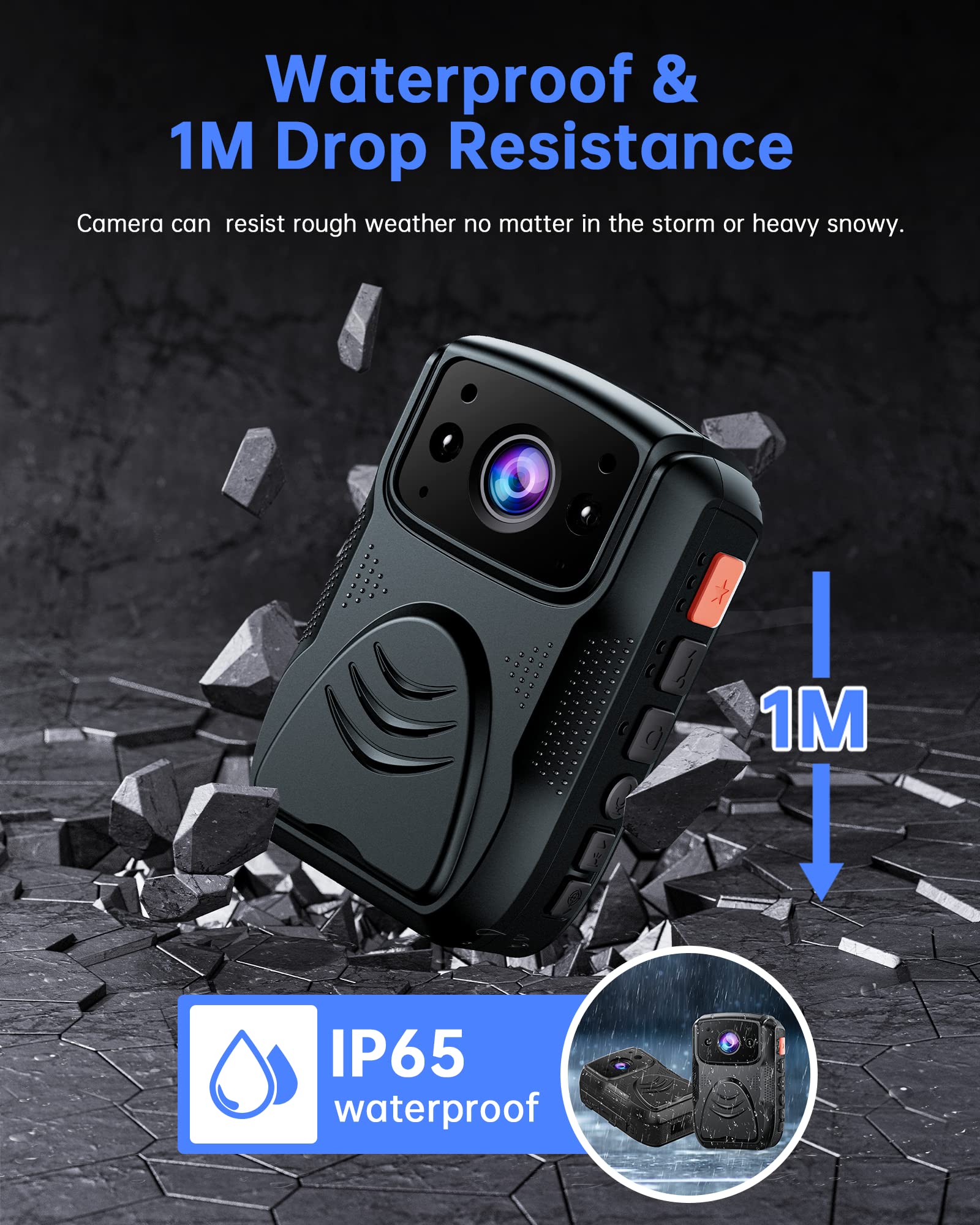 Cámara Corporal 4K de 40 MP con grabación de Audio y Video, WiFi, GPS y batería de 4000 mAh para policías, IP65, Impermeable, visión Nocturna
