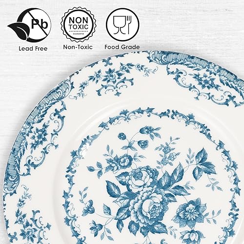 Miniatura 3 de HomeElves Juego de 6 platos llanos de cerámica, platos de cocina aptos para microondas, platos llanos de porcelana de 10.5 pulgadas, platos