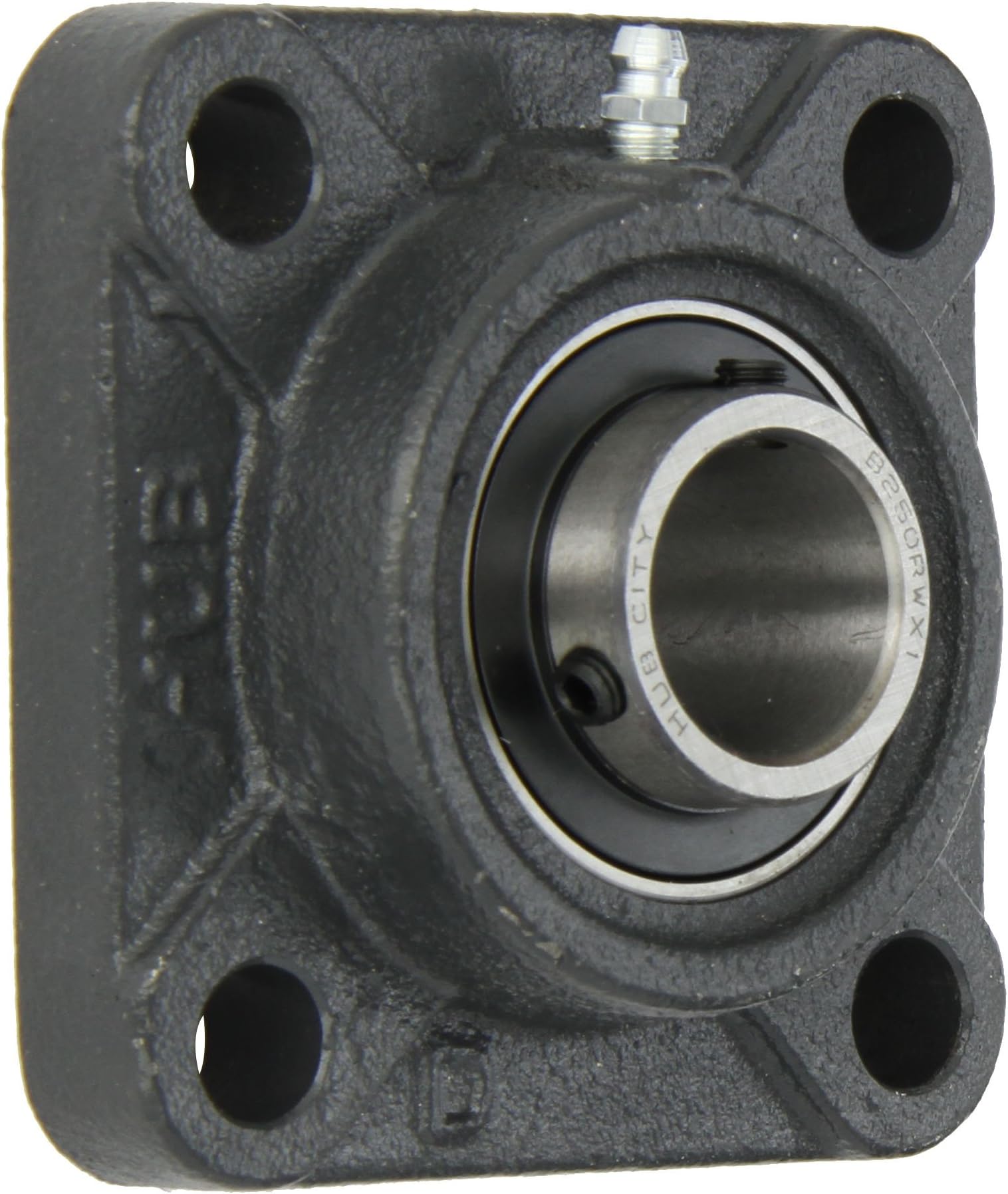 FB250DRWX1 Flange Block Mounted Bearing, 4 Bolt, Normal Duty, Relube, Setscrew Locking Collar, Wide Inner Race, Ductile Housing, 1" Bore, 1.523" Length Through Bore, 2.75" Mounting Hole Spacing