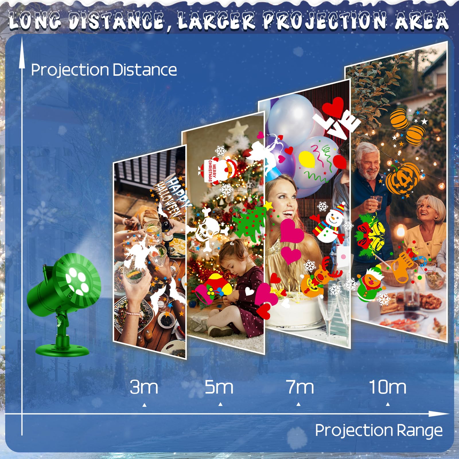 Projektor Weihnachten, Projektorlampe Weihnachten Licht IP65 Wasserdichte mit 16 Muster, Halloween Weihnachten Projektor für Außen Innen Garten Deko, Partys Weihnachten, Halloween