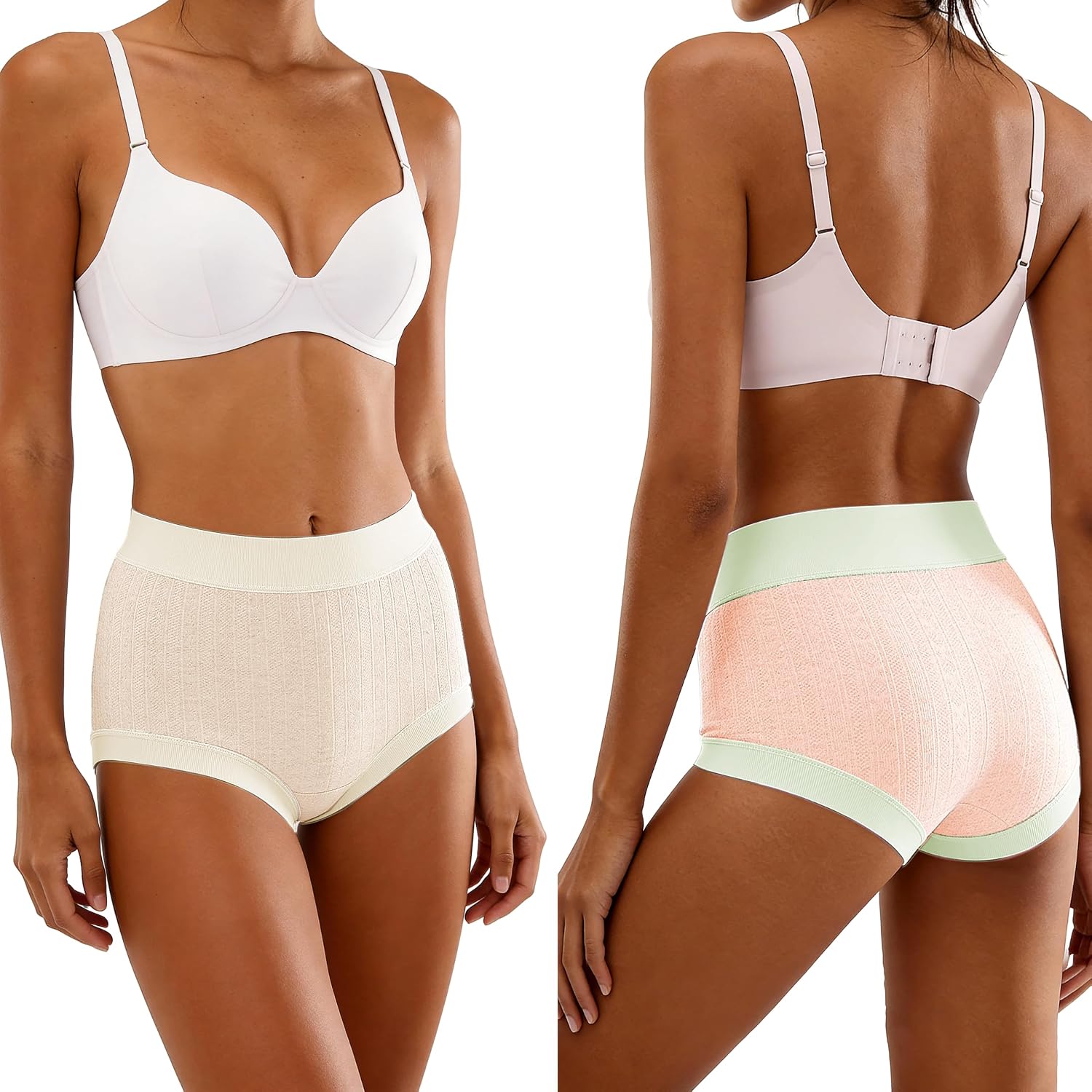 Women's Underwear High Waisted Briefs Full Coverage Soft and Breathable Panties 6-Pack(XS-3XL)