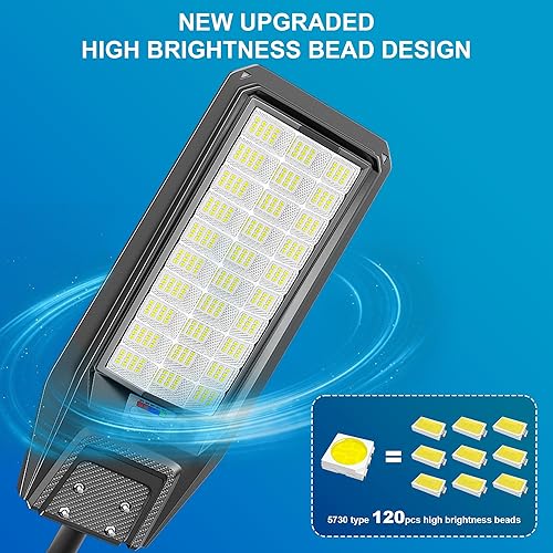 Miniatura 4 de Farolas solares para exteriores, del atardecer al amanecer, 9800 W, luz de calle con energía solar, impermeable, con control remoto, sensor