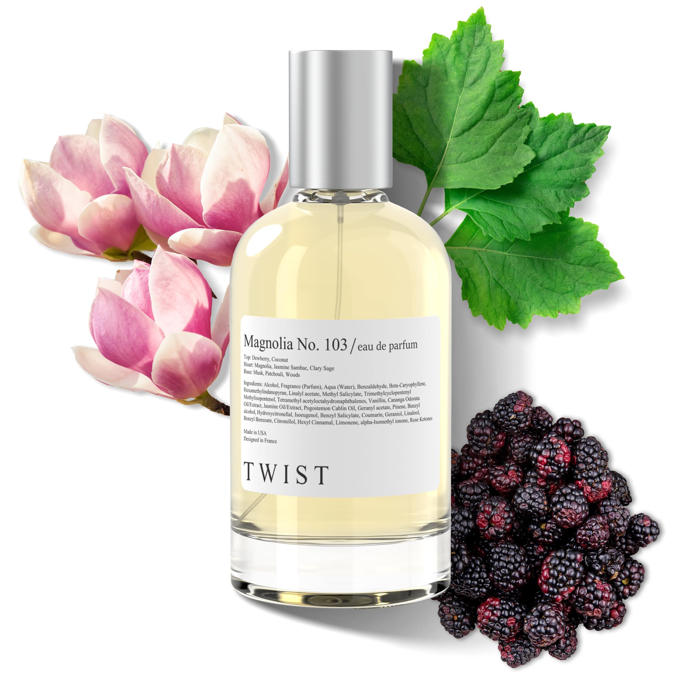 Twist Floral No. Magnolia No. 103 - Eau De Parfum Inspired by Guc. Flora Gorgeous Magnolia, Long-Lasting Perfume For Women, Paraben Free, Vegan, Clean Ingredients, Fragrance - 100 ml | 3.4 fl. oz.