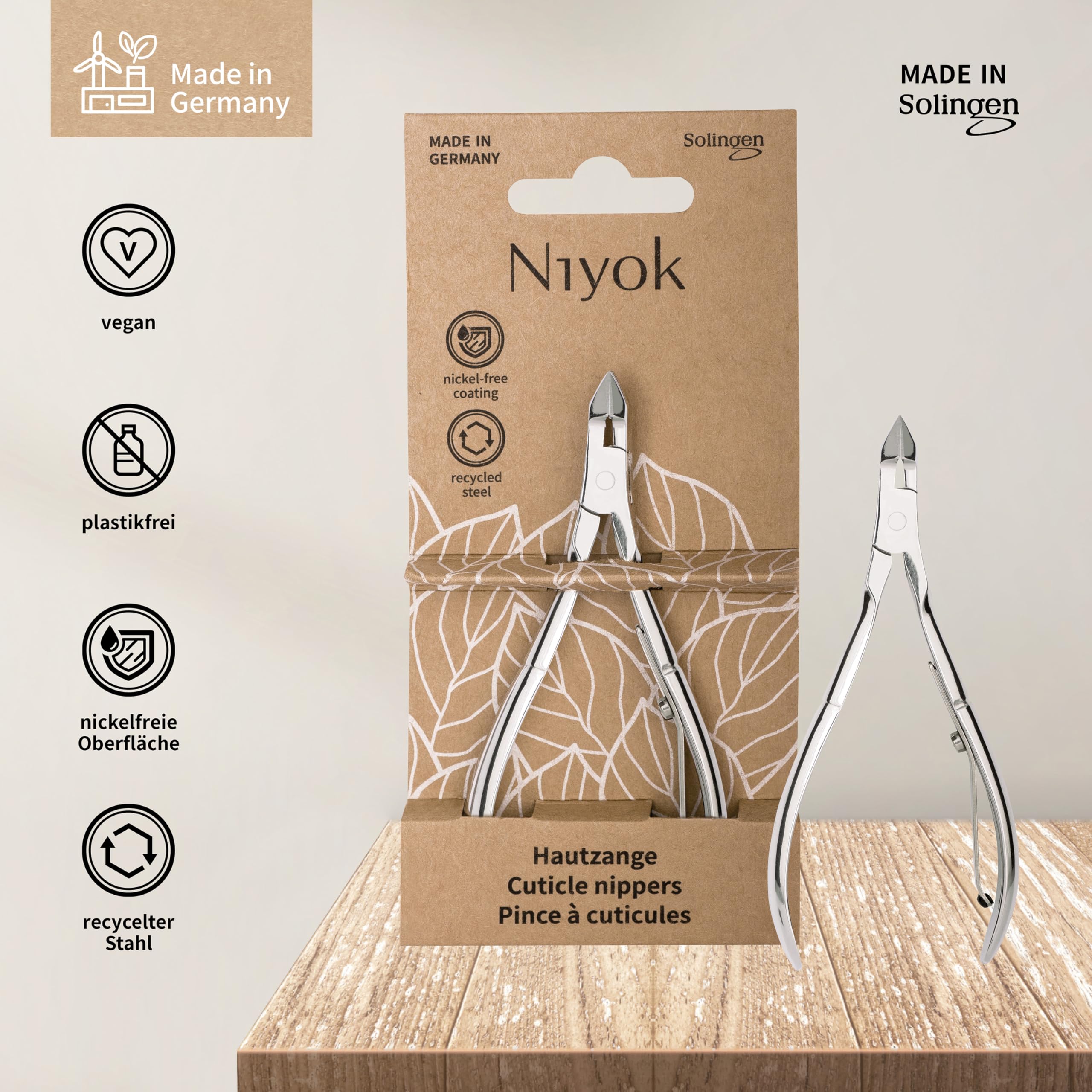 Niyok Solingen - Tagliaunghie fine • Tagliaunghie ad alta precisione per rimuovere le cuticole • Senza nichel • Tagliaunghie con lama affilata • Tagliacuticole • Made in Germany