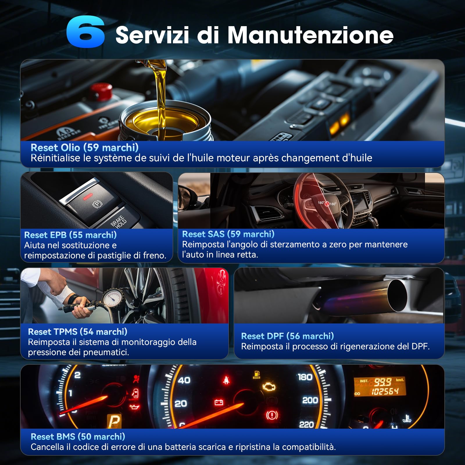 MA200 Plus Auto Diagnostica, Diagnosi Auto Professionale in Italiano per Tutti i Sistemi, 6 Funzioni di Ripristino, Reset Olio/EPB/SAS/TPMS/DPF/BMS, Auto VIN, Aggiornamento a Vita