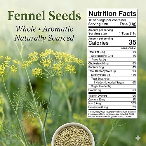Miniatura 2 de Spicy Pantry - Semillas de hinojo enteras de 4 onzas, Foeniculum vulgare, 100% naturales, bolsa resellable, ideal para té, cocinar y hornear