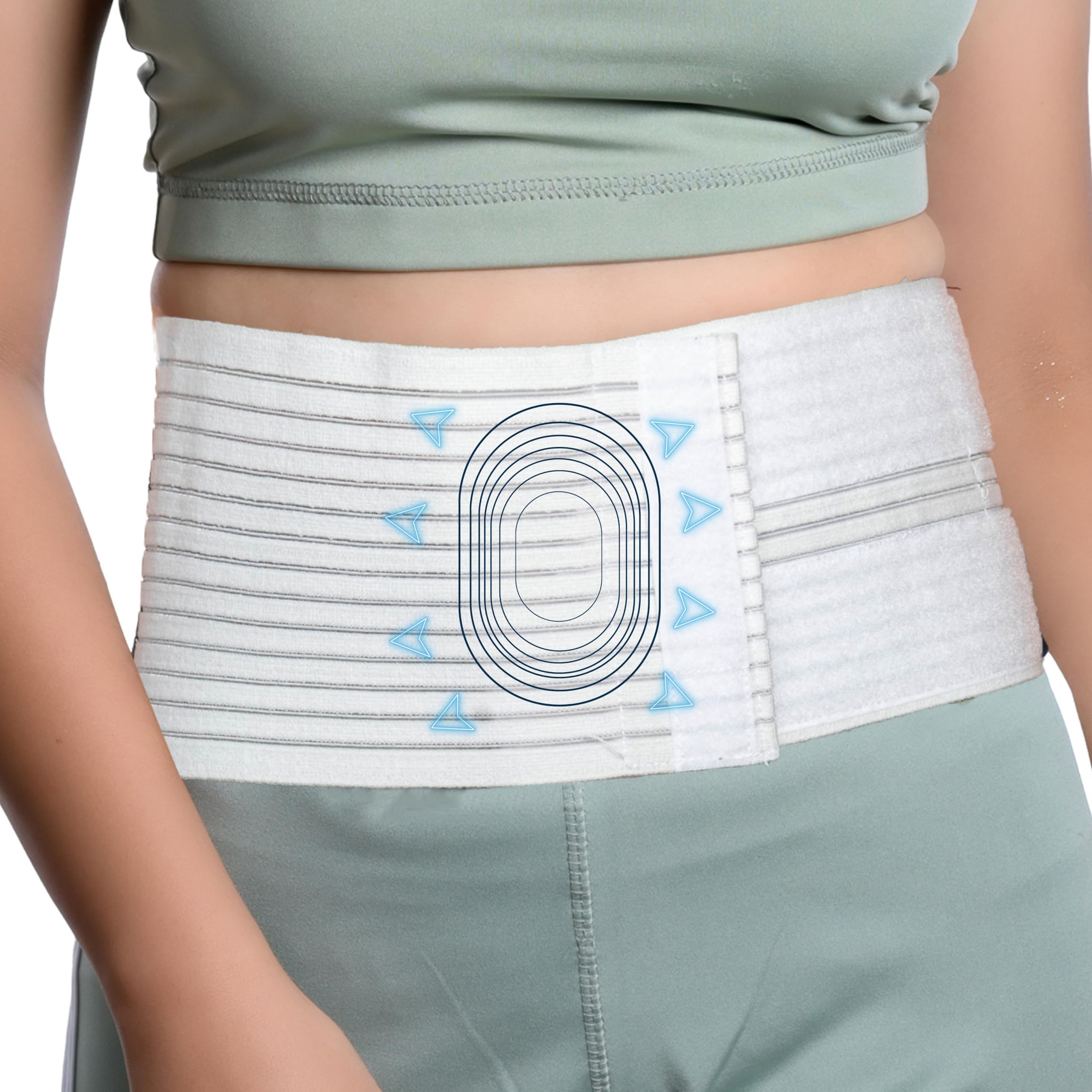 Wonder Care Polyester Umbilical White Hernia Belt Pain Relief Support Brace With 1 Removable Compression Pad For Men & Women (M)