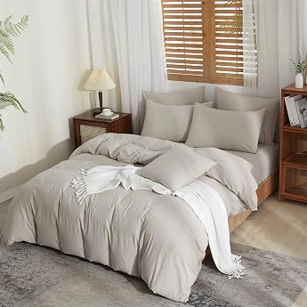 Half-Linen Bed Linen 135 x 200 cm Linen Original Colour Linen and Cotton Bed Linen Soft Breathable Cuddly Half-Linen Duvet Cover Set 2-Piece with Zip and 80 x 80 cm Pillowcase