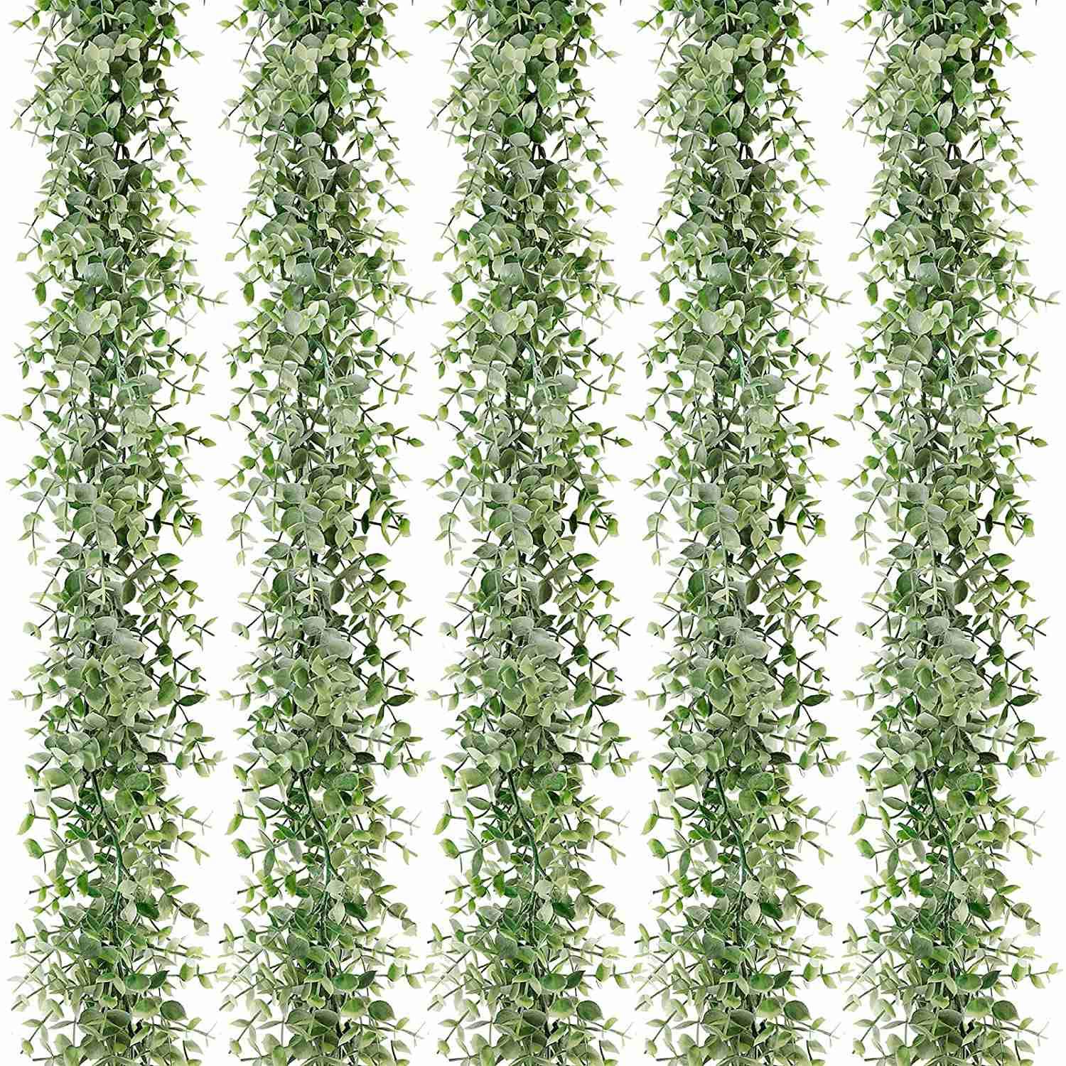 CTRLZS 5 Packs 30Ft Artificial Eucalyptus Garlands Fake Greenery Vines Faux Hanging Plants for Wedding Table Backdrop Arch