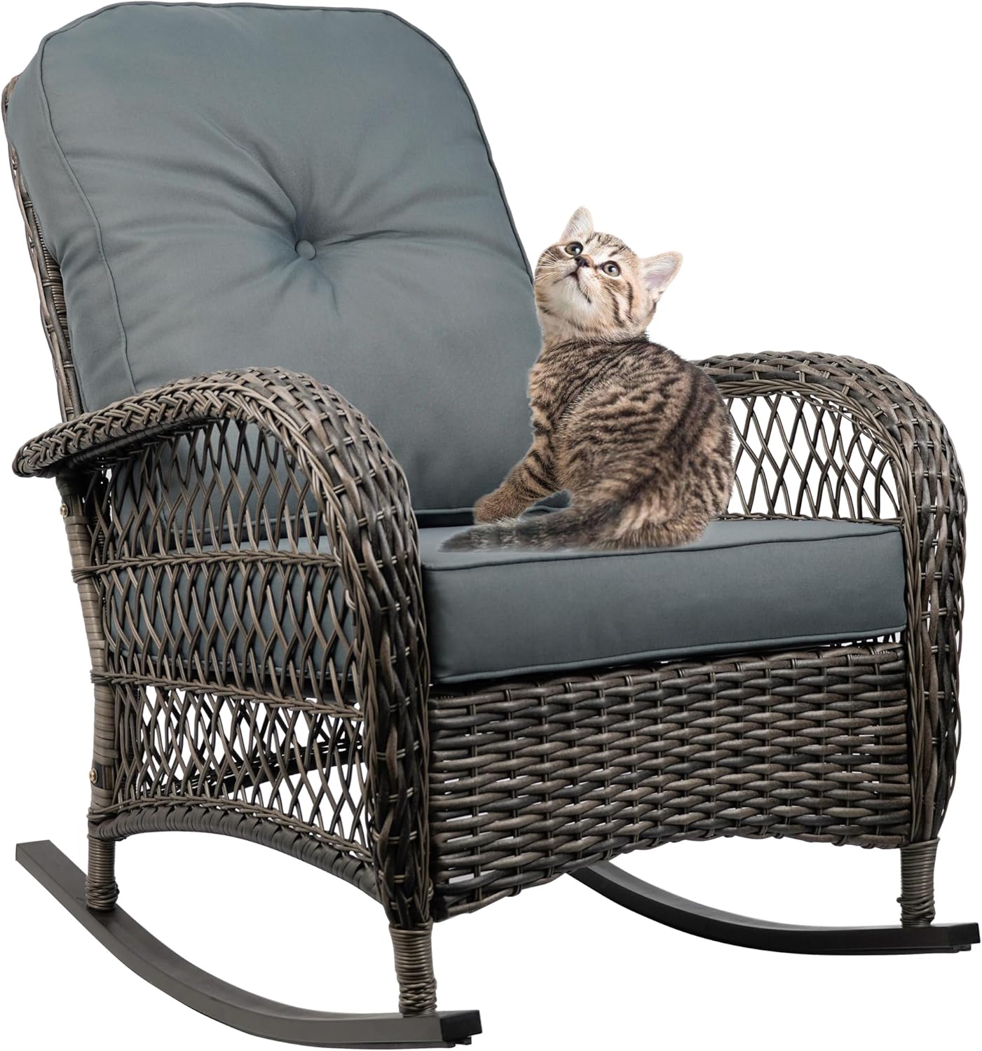 Amazon.com: TXGDPIONEER Outdoor Wicker Rocking Chair, All Weather Resin ...