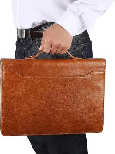 Miniatura 5 de Portafolio personalizado para hombres, organizador de cartera de tamaño legal de 8.5 x 14 pulgadas, carpeta de cuero con 3 anillos, portapapeles de