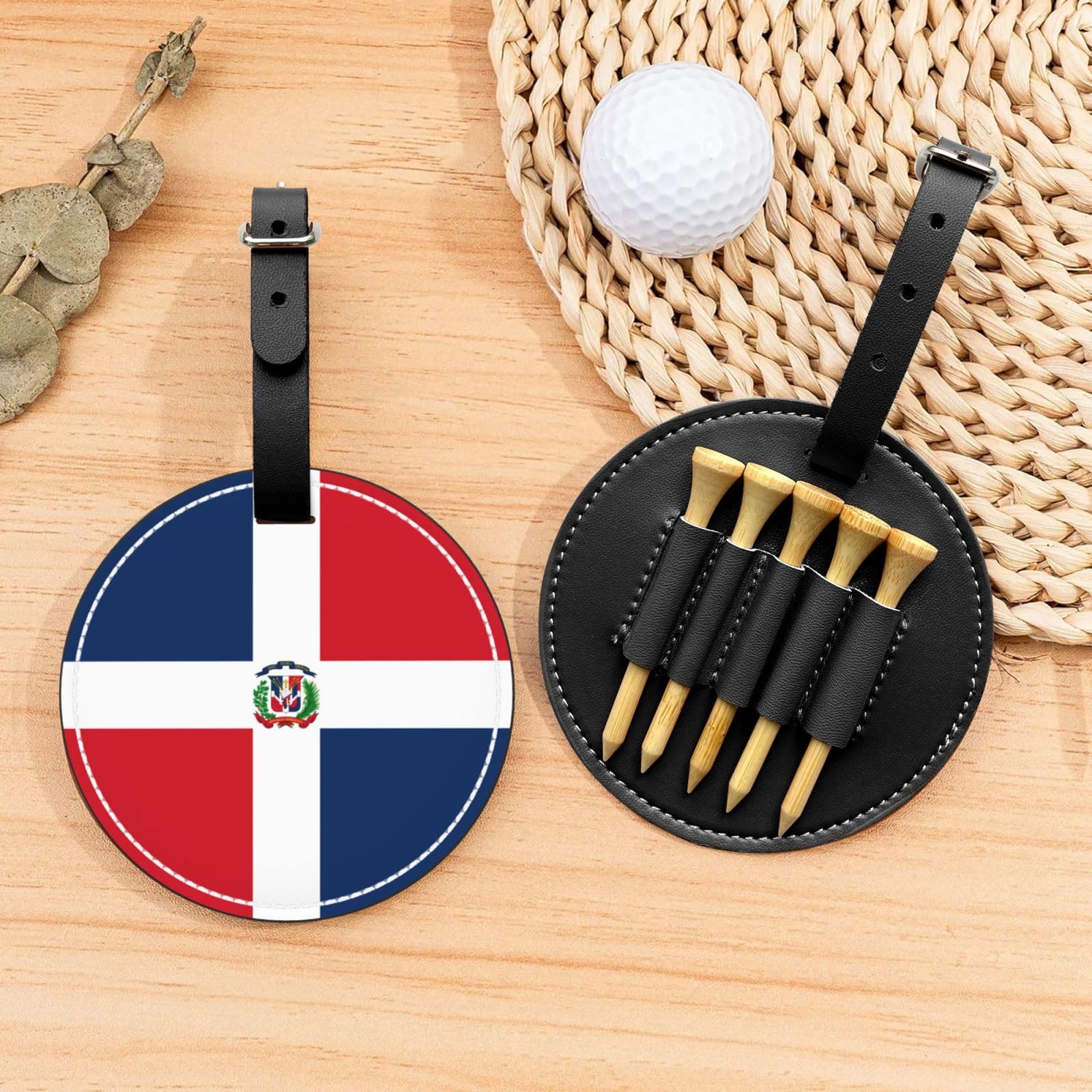 Dominican Republic Black Golf tee Storage Bag - Durable and wear-Resistant Golf Accessories