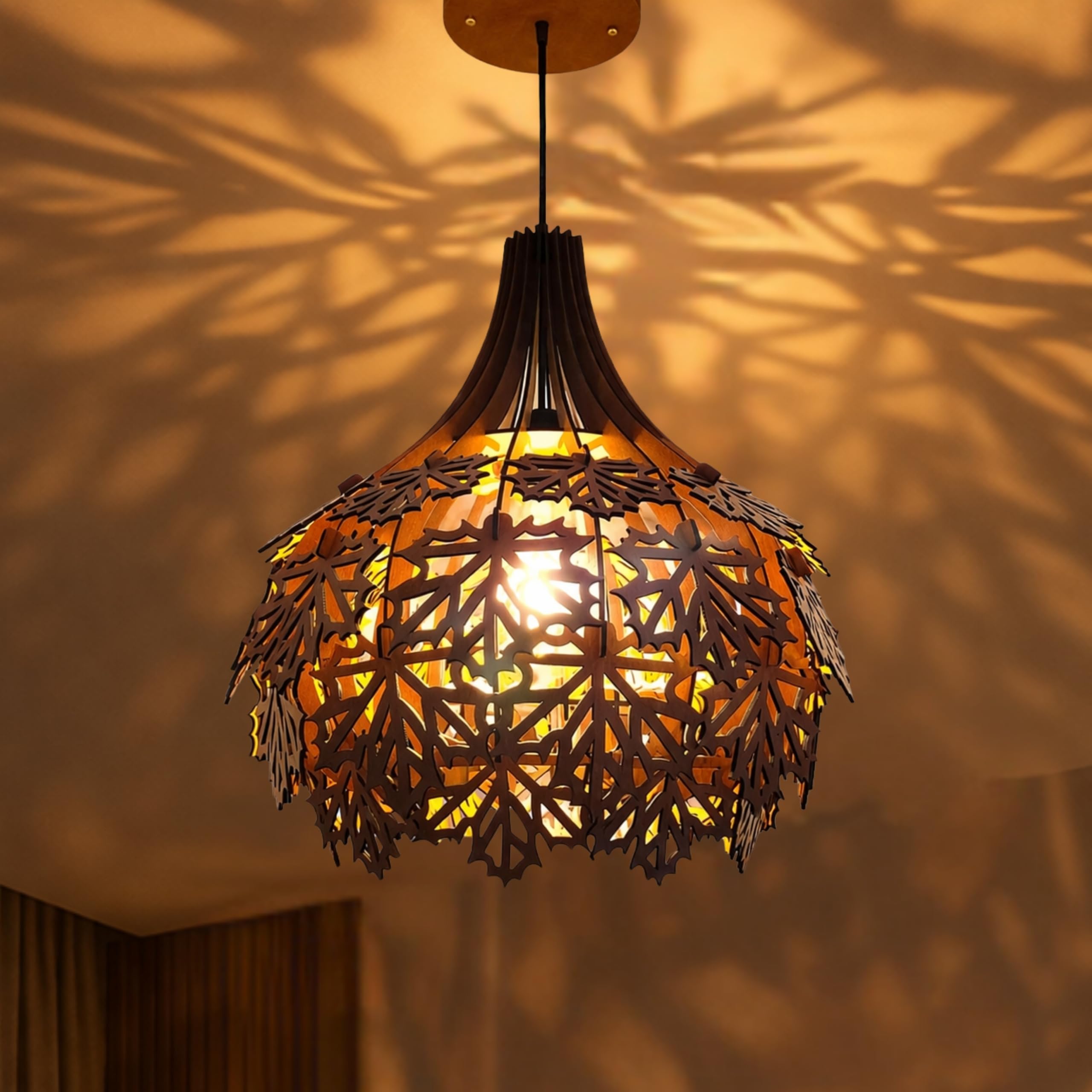 woodiography Wooden Pendant lamp, Ceiling lamp, Wooden Hanging lamp handicrafted Home decore CL005-image-30