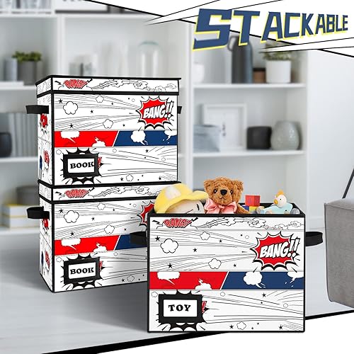Miniatura 4 de REDSHELL Caja de almacenamiento de cómics con tapa adjunta, contenedores de almacenamiento de tela plegables con asas de 15 x 7.8 x 11.4 pulgadas,