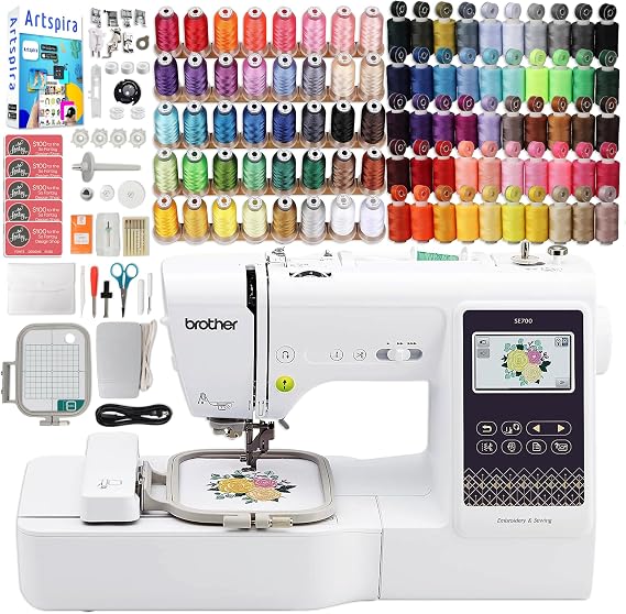 Brother SE700 Embroidery & Sewing Machine with 90 Spools, Artspira Software & Accessories