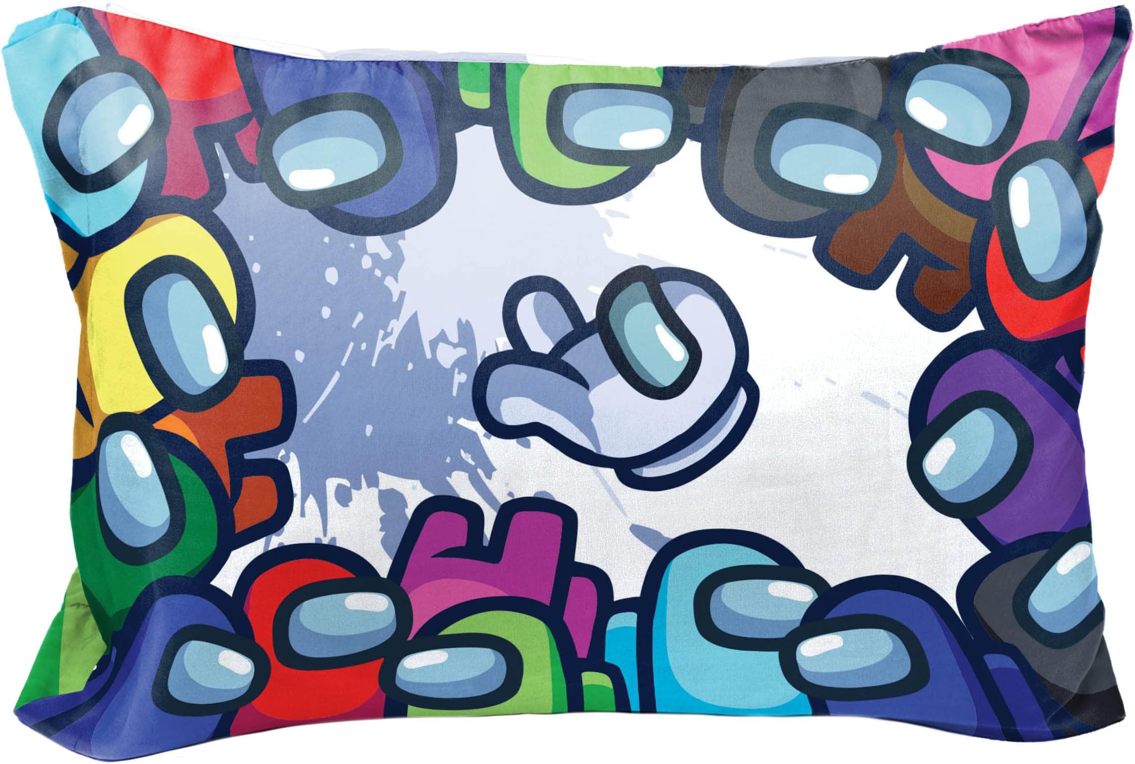 Among Us Reversible Pillowcase, 20 x 30 Inch, Double-Sided Super Soft Microfiber Kids Bedding, Space Splatter Design, Machine Washable (Official Among Us Product)