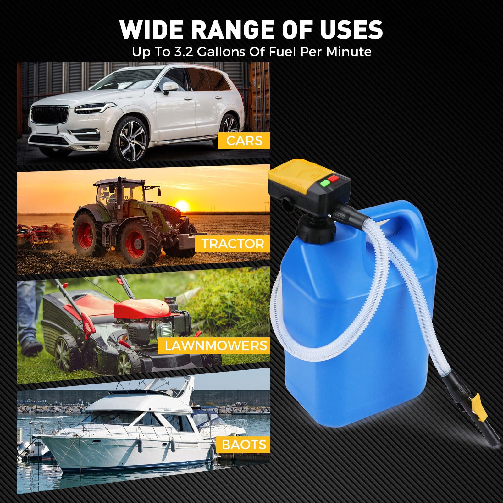 Transfert de fluide portable avec corps en ABS pour entretien de voiture et moto Ventilateur de pétrole anti-déversement