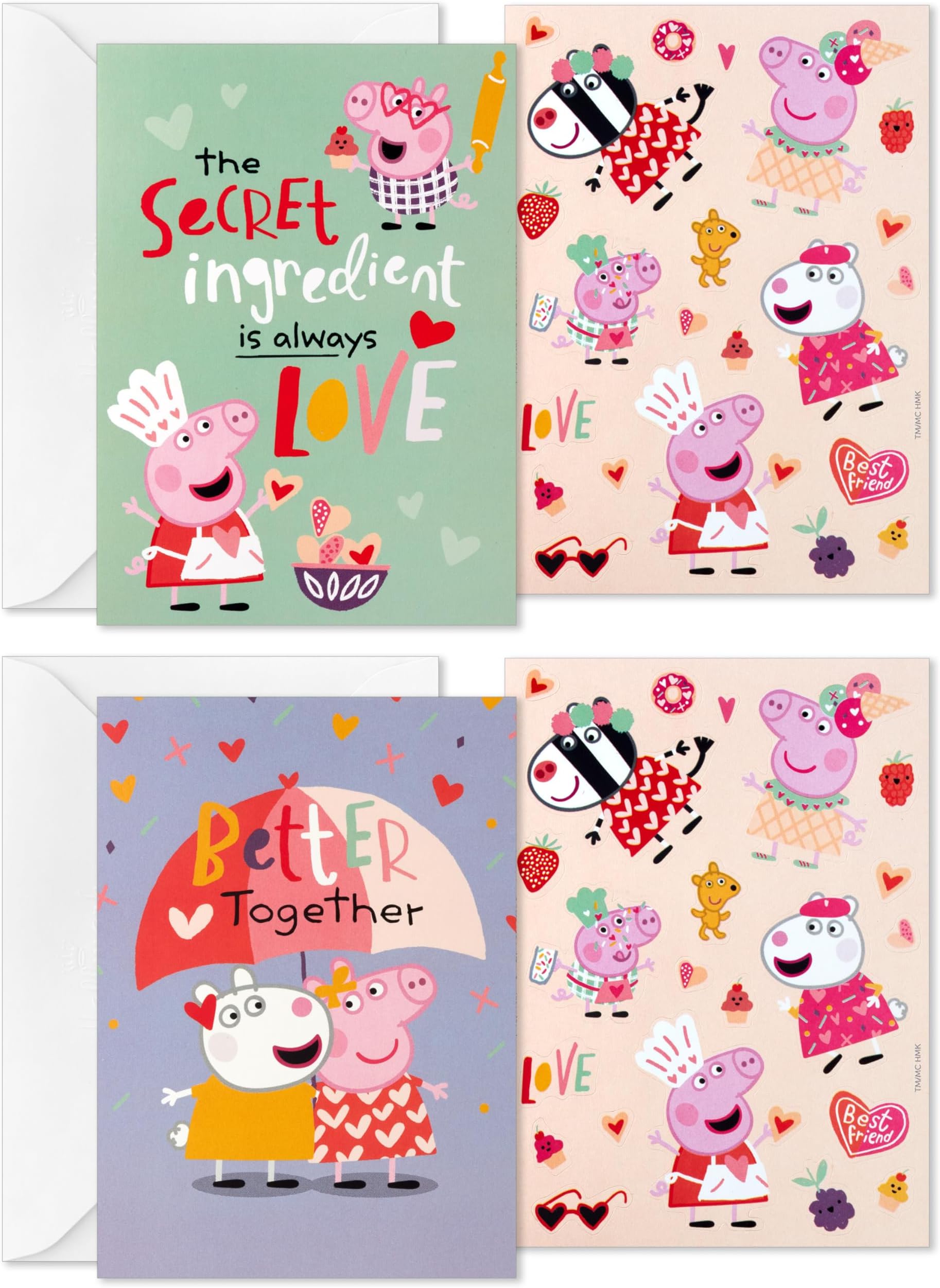 Peppa Pig Valentines Day Cards and Stickers for Kids School (24 Classroom Valentines with Envelopes)