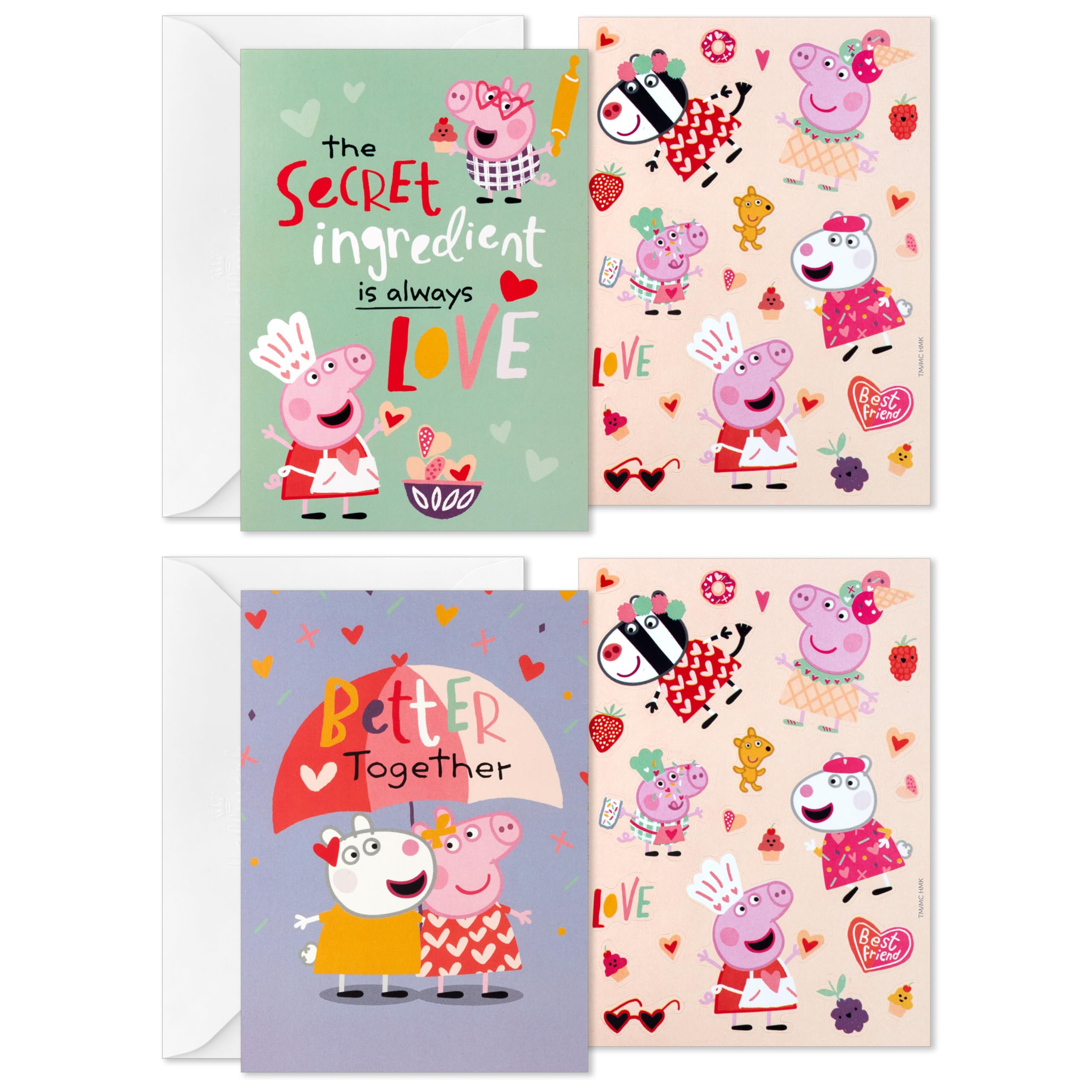 Peppa Pig Valentine's Day Cards and Stickers for Kids School (24 Classroom Valentines with Envelopes)