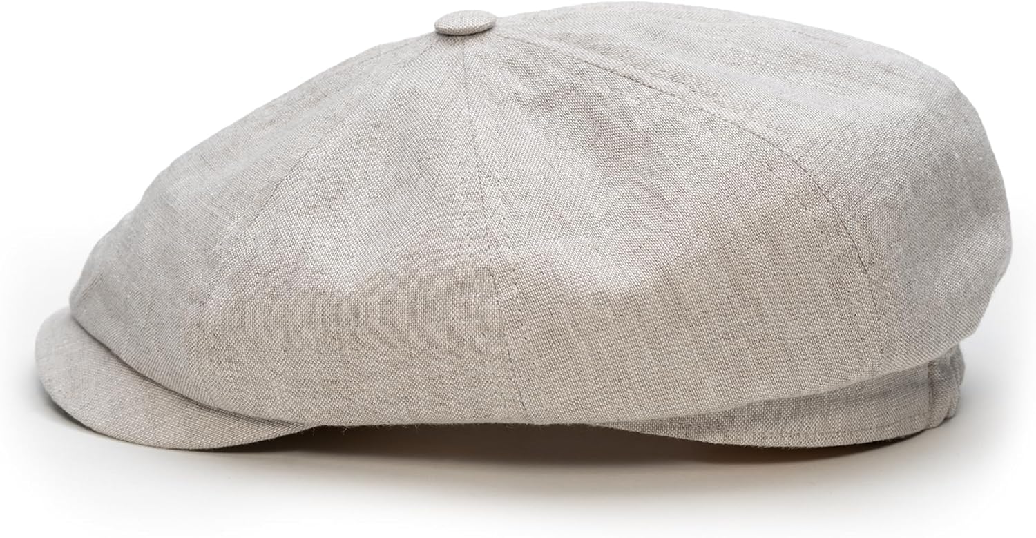 Sterkowski Model Rowdy | 100% Linen Newsboy Cap for Men and Women | Airy 8 Panel Paperboy Cap