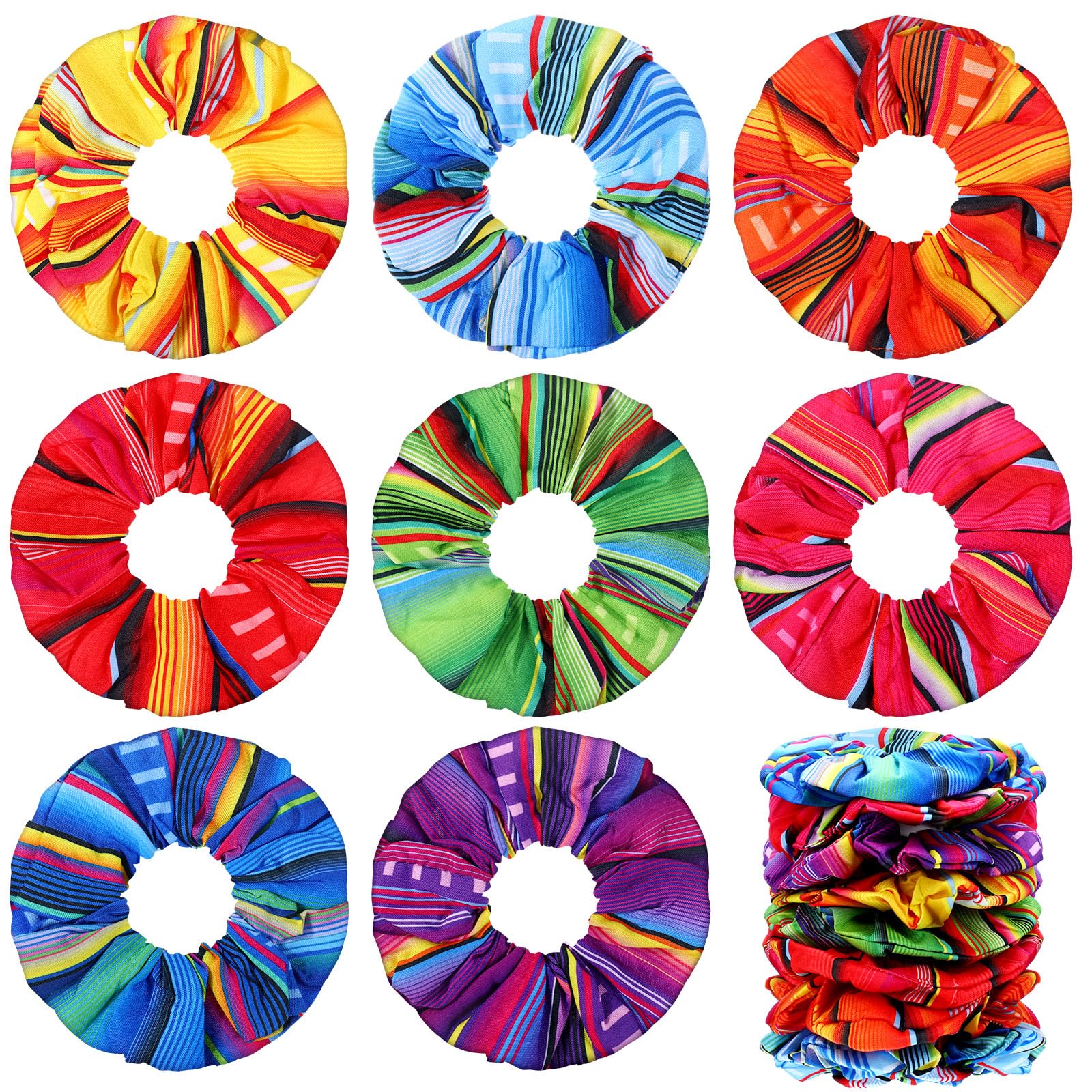 Toulite 24 Pcs Mexican Scrunchies Bulk, Fiesta Elastic Hair Ties for Women