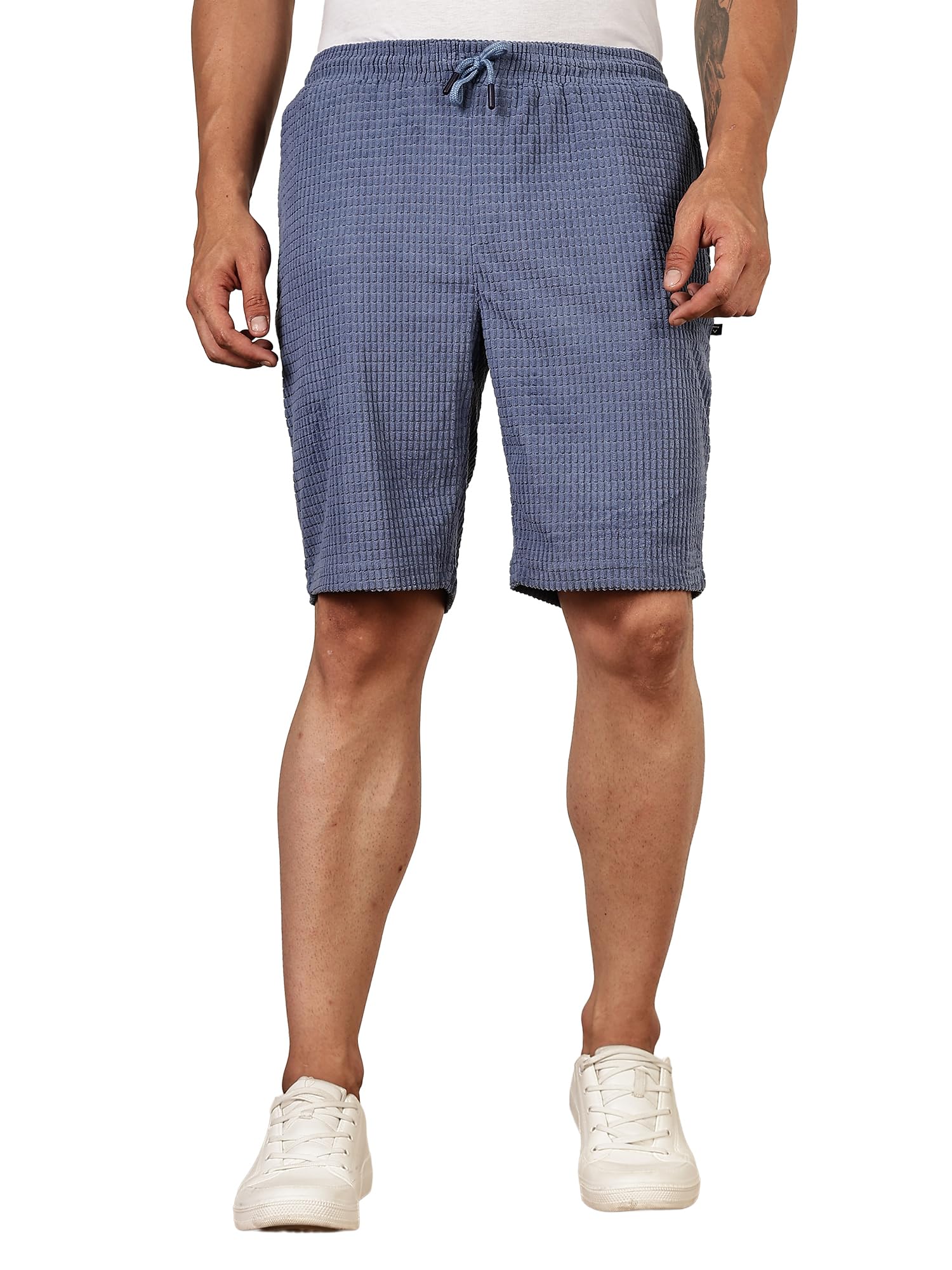 thomas scott Men's | Mid-Rise | Regular Fit | Self Design | Knee Length | Drawstring Closure | 2 Pockets | Corduroy | Shorts-picture-48