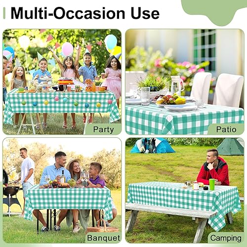 Vista 32 de misaya Paquete de 4 manteles desechables de búfalo, mantel de plástico impermeable de 54 x 108 pulgadas, manteles rectangulares a cuadros caqui