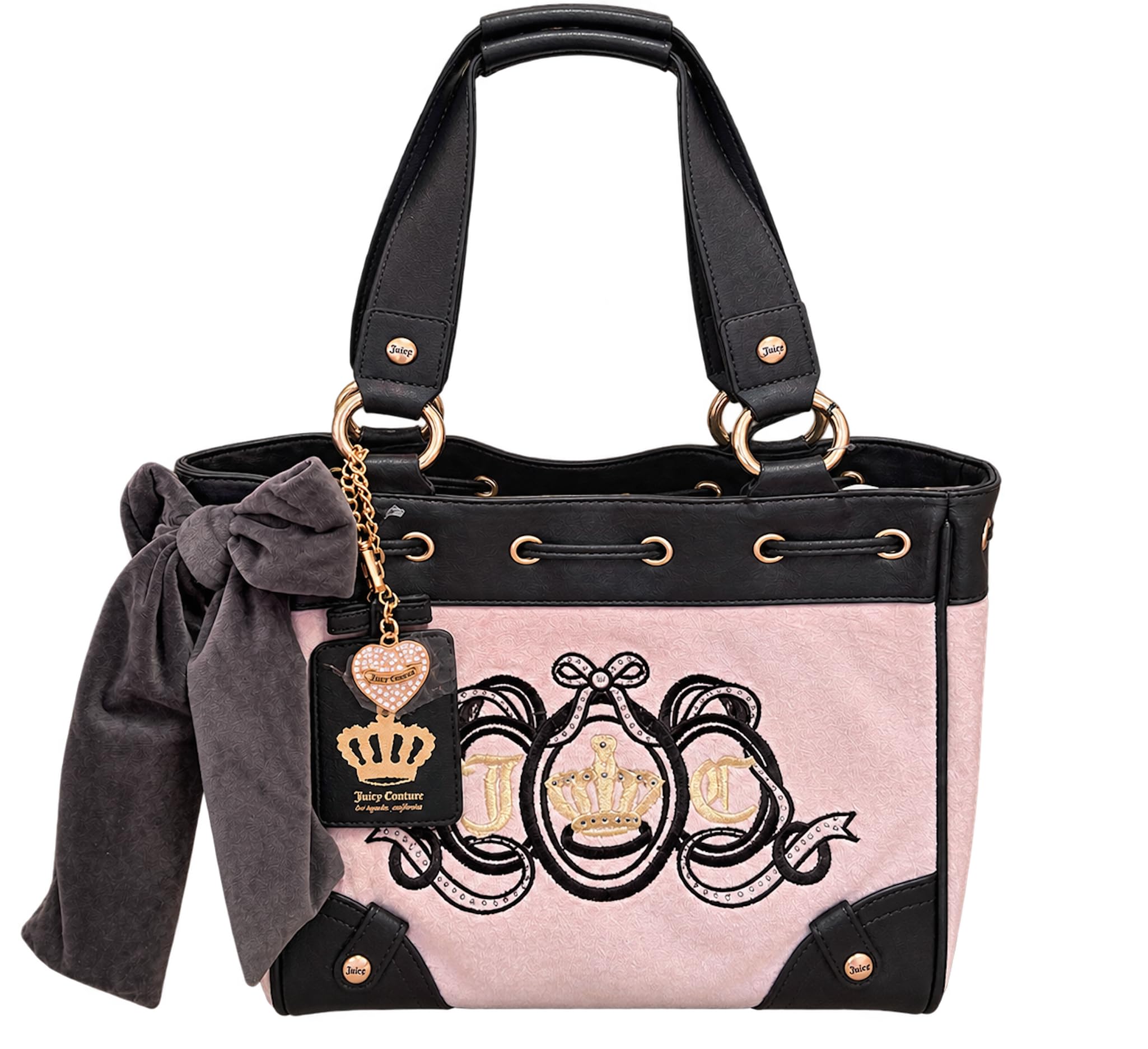 Juicy Couture Vintage Dreams Daydreamer Tote Bag, Handbag with Bow Accent & Shoulder Straps, 12 x 11 Inches Dusty Blush