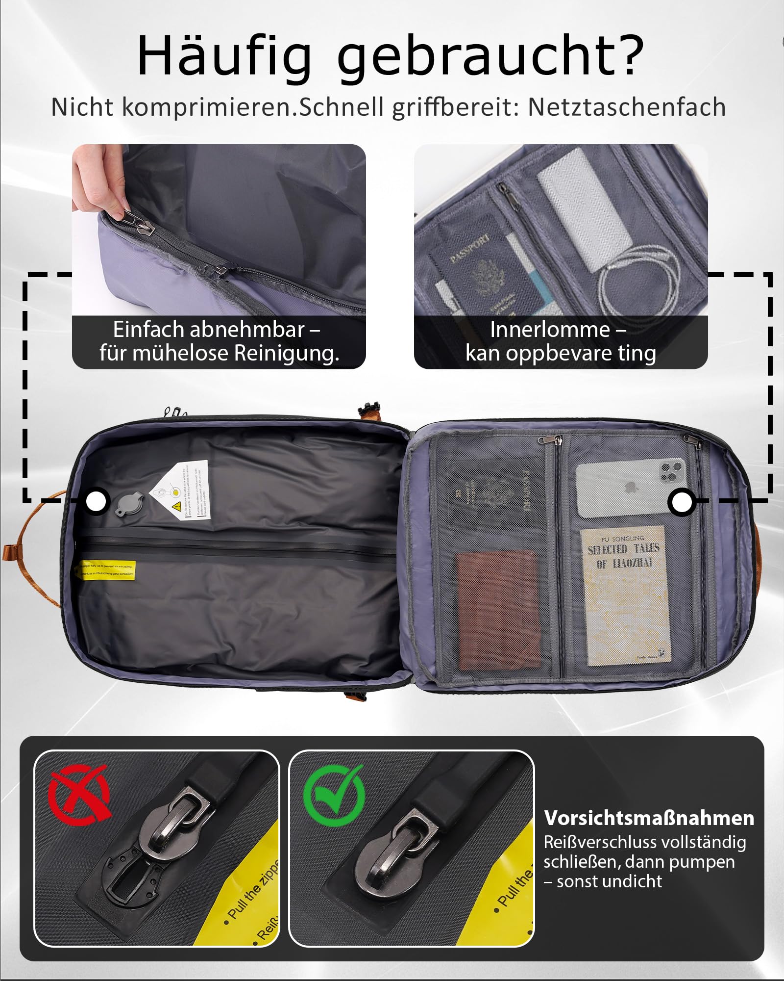 COOLIFE plecak podróżny do bagażu podręcznego dla Ryanair 40×20×25, 20L, mały plecak podróżny, kabinowy, plecak podróżny do samolotu, 20L, mała torba podręczna z przegródką na laptopa, na weekendowy
