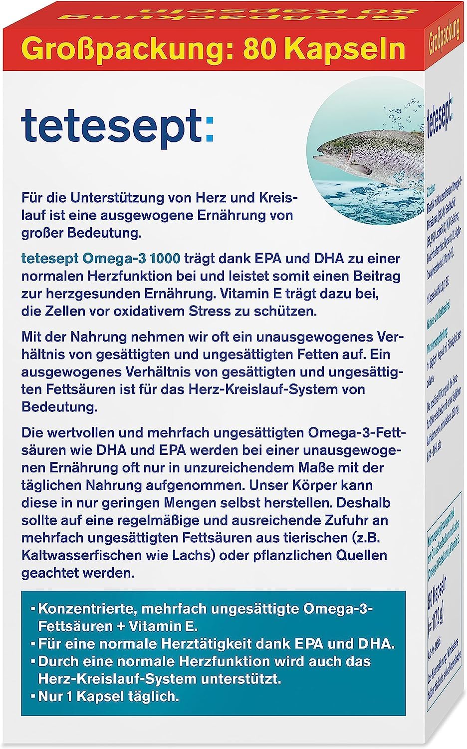 tetesept Omega-3 1000 Kapseln, 80 St. Kapseln