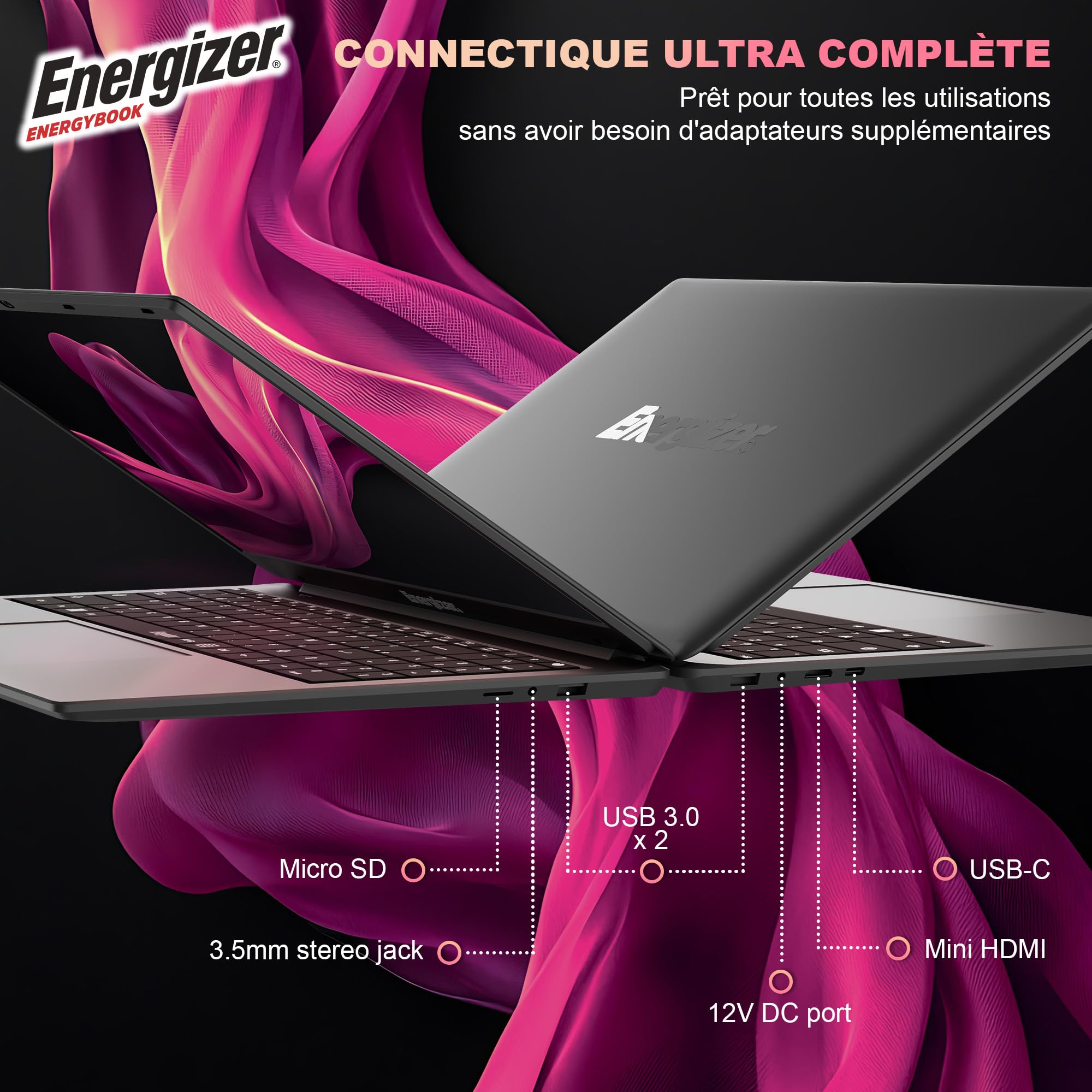 Energizer EnergyBook 15,6" HD+ - PC Portable 8Go RAM, SSD 256Go, Intel Celeron N4020, Windows 11, Clavier AZERTY, USB 3.0, HDMI – Laptop Fin & Léger pour Bureautique