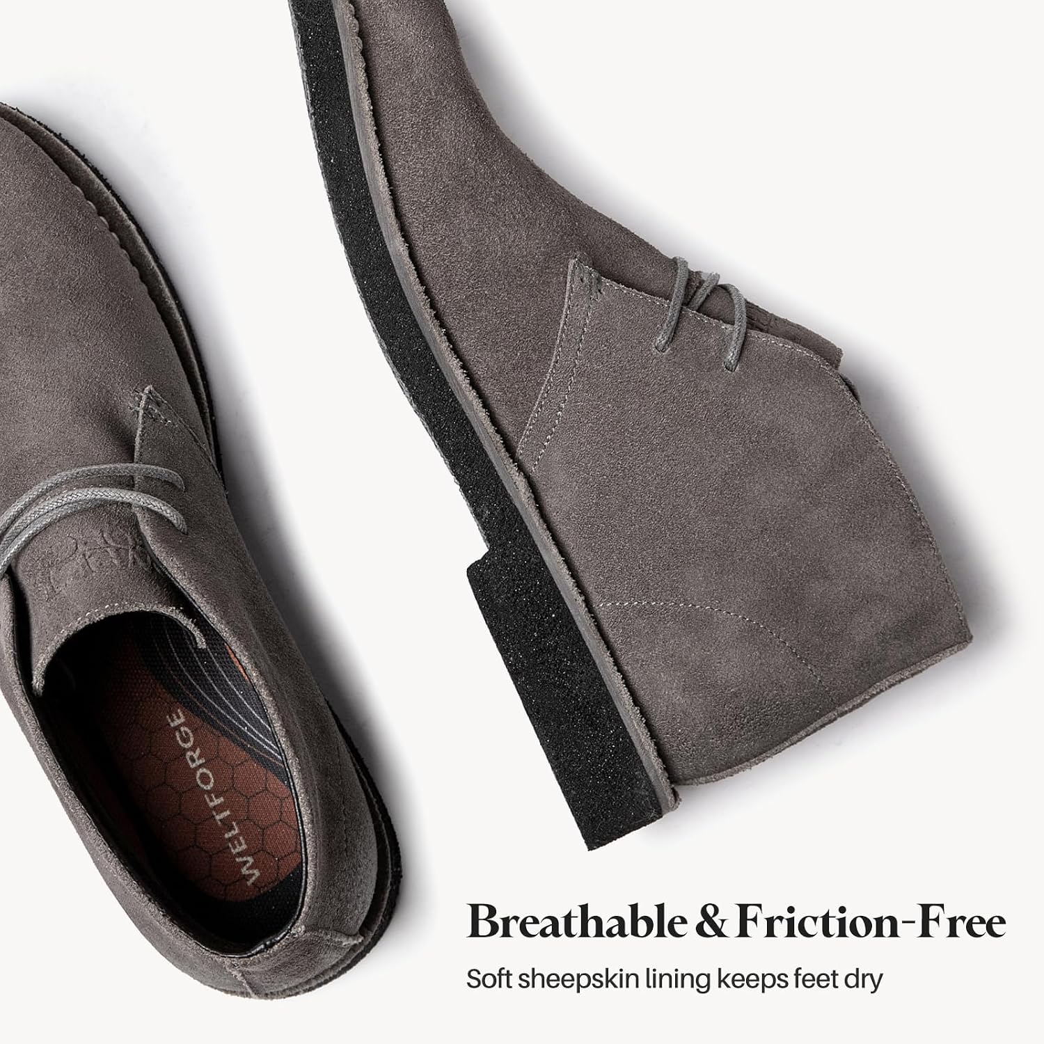 Men's Welted Suede Leather Chukka Boots Lightweight Rubber Foam Sole Casual Boot